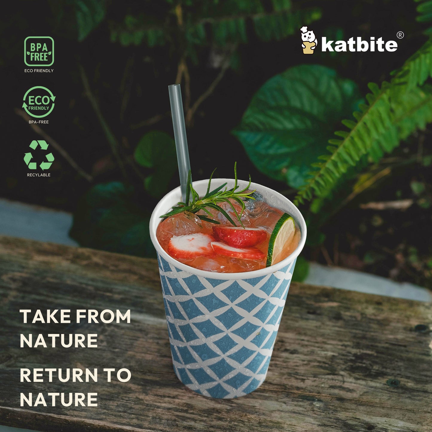 Katbite Disposable Paper Cups Eco-Friendly Biodegradable- Large 12 oz, 28 Count