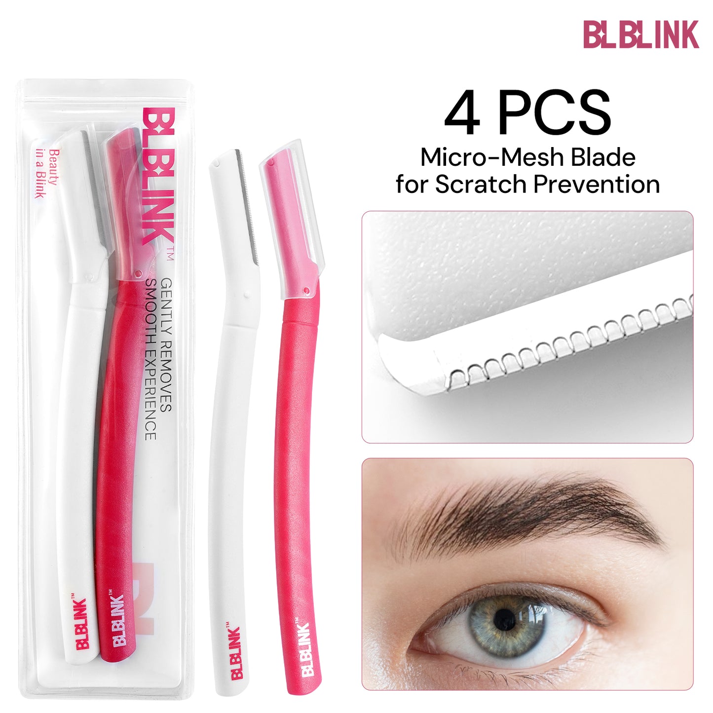 BLBLINK Women Eyebrow Trimmer, 2-Pack Reusable Razor, 15cm Blade Length, Facial Hair Remover