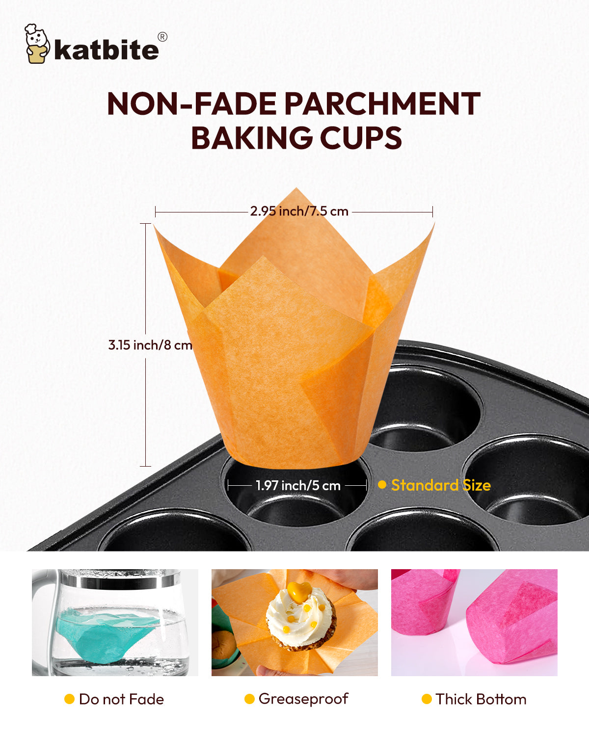 Katbite Multi-Color Tulip Cupcake Liners, 200PCS Muffin Baking Cups Cupcake Wrapper