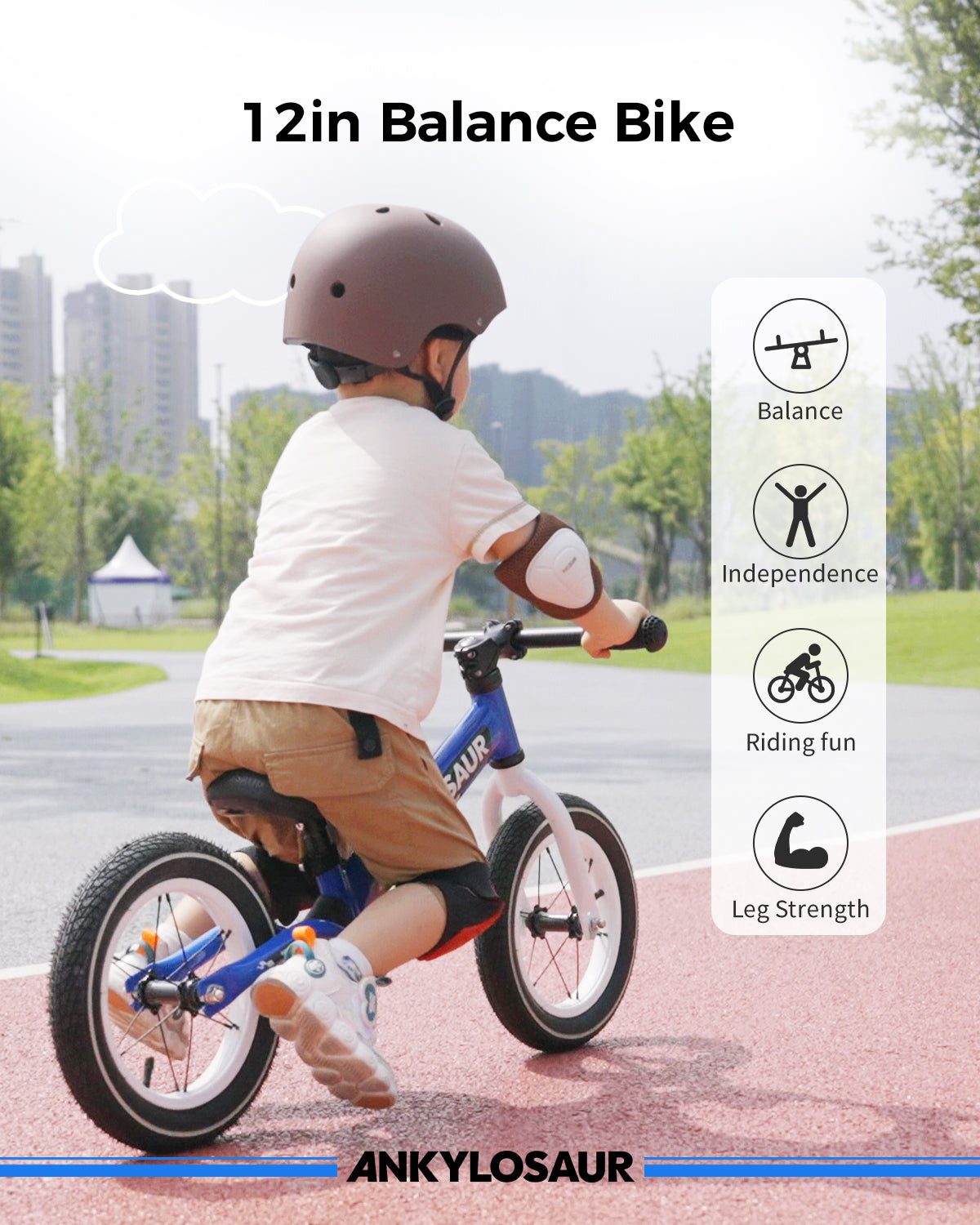 ANKYLOSAUR Lightweight 12" Aluminum Balance Bike for 2-5 Yr Olds, Unisex No-Pedal Trainer, Blue