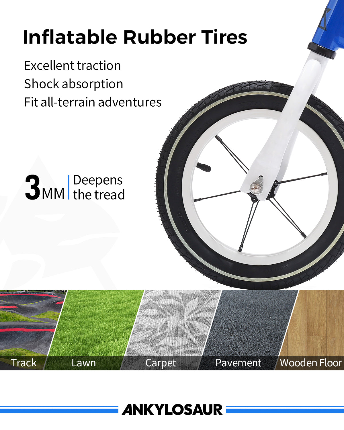 ANKYLOSAUR Lightweight 12" Aluminum Balance Bike for 2-5 Yr Olds, Unisex No-Pedal Trainer, Blue