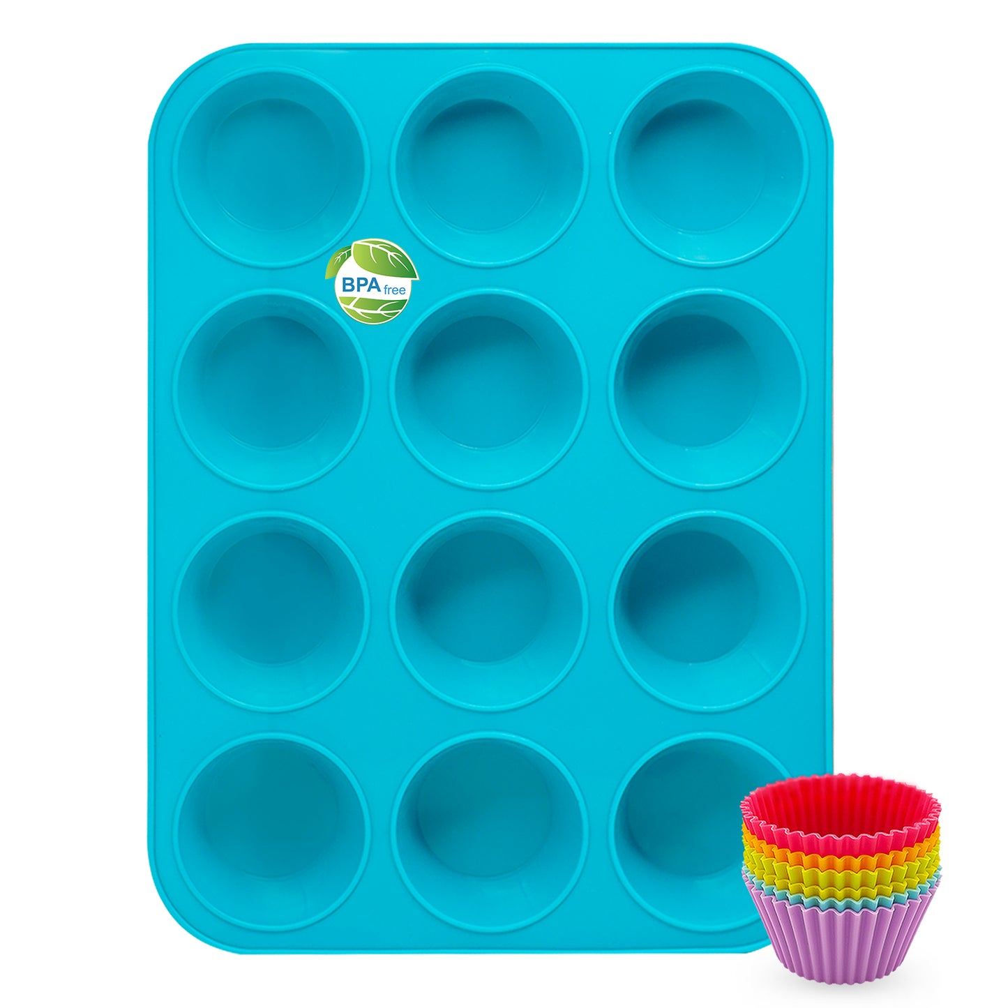 Katbite Silicone Muffin Pan Cupcake Pans 12 Cups Non-stick BPA Free Cupcake Pans