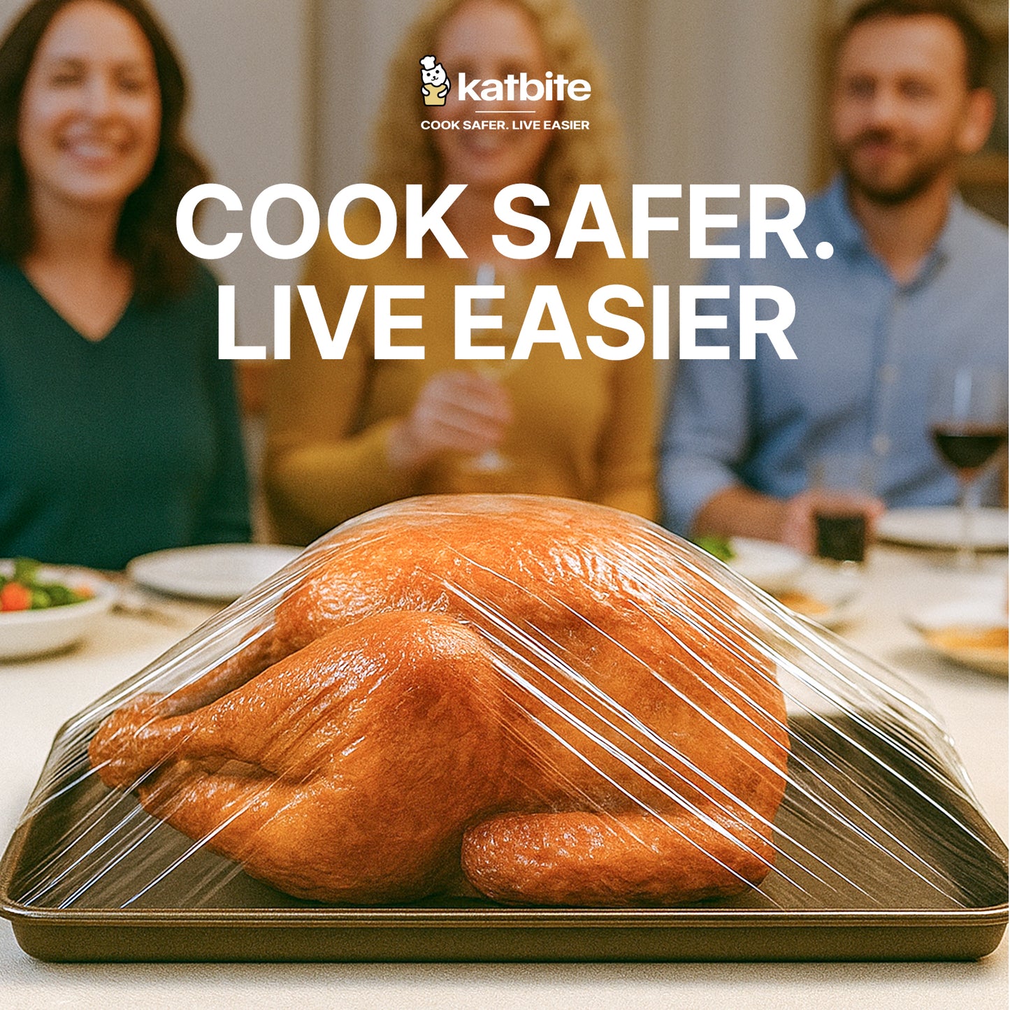 Katbite Plastic Wrap Roll, 18 in x 2000 ft (3000 sq ft), Clear Food Wrap, With Removable Slide Cutter