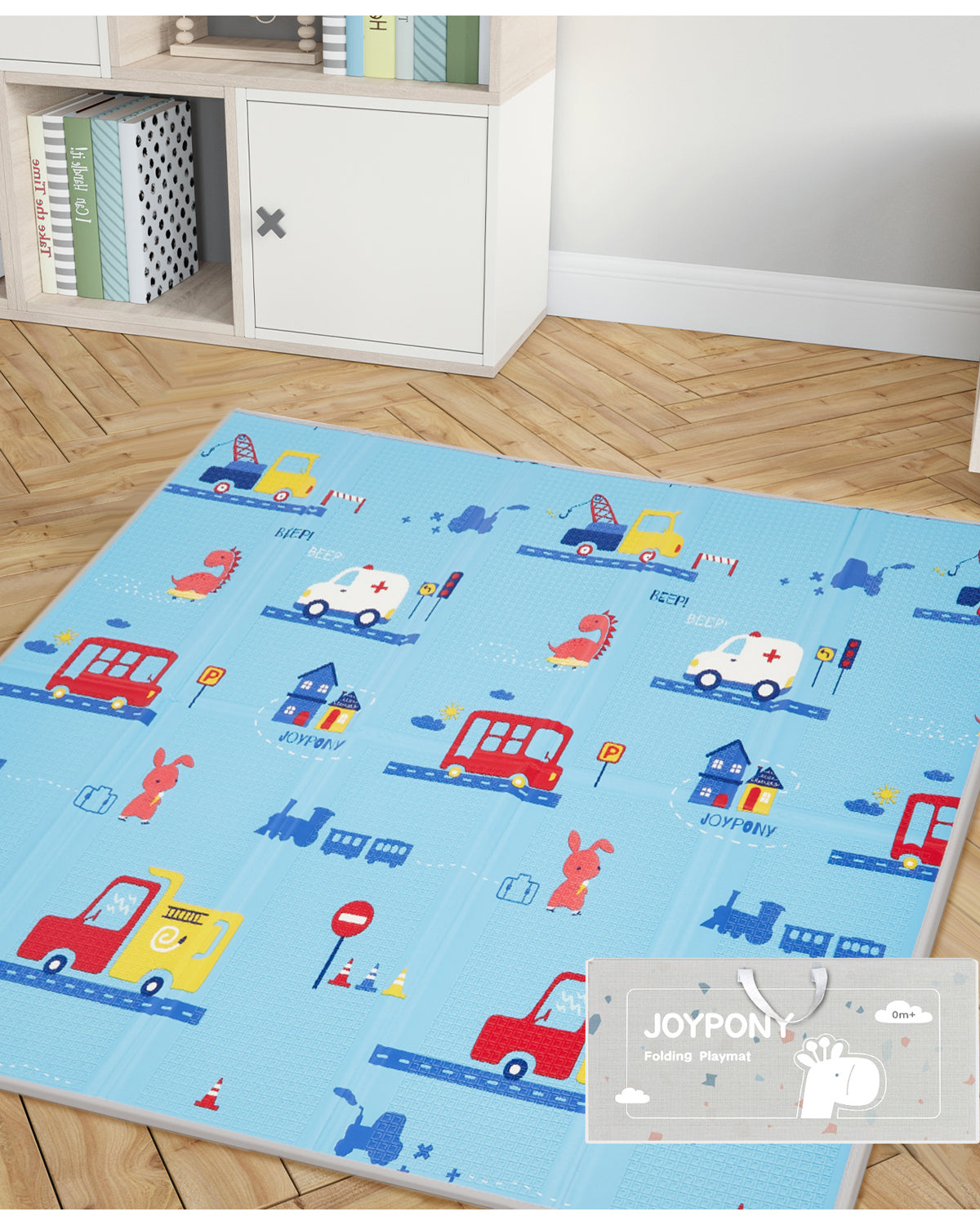Joypony 79"x71" Waterproof Foldable Play Mat with Travel Bag – Extra Large for Baby & Toddlers