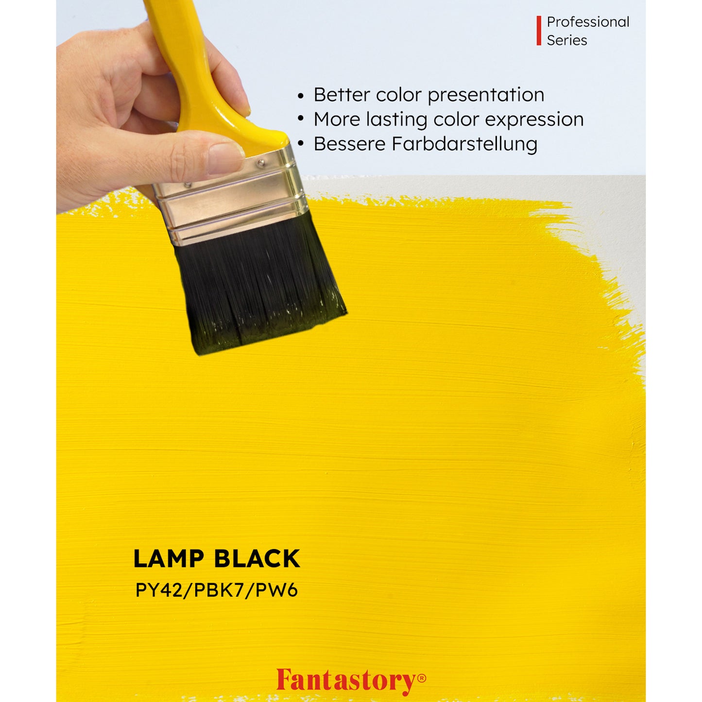 Fantastory Pure-Pigment Pro Acrylic -Yellow (150ml/5oz) - Maximum Coverage + Precise Color Rendition, Professional Formula for Canvas/Wood/Clay/Fabric/Glaze