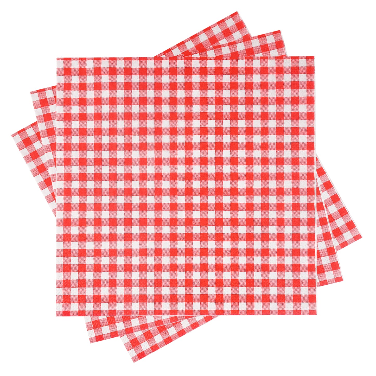 Katbite Disposable Paper Napkins Gingham Red and White, 6.5 inch, 50 Pcs