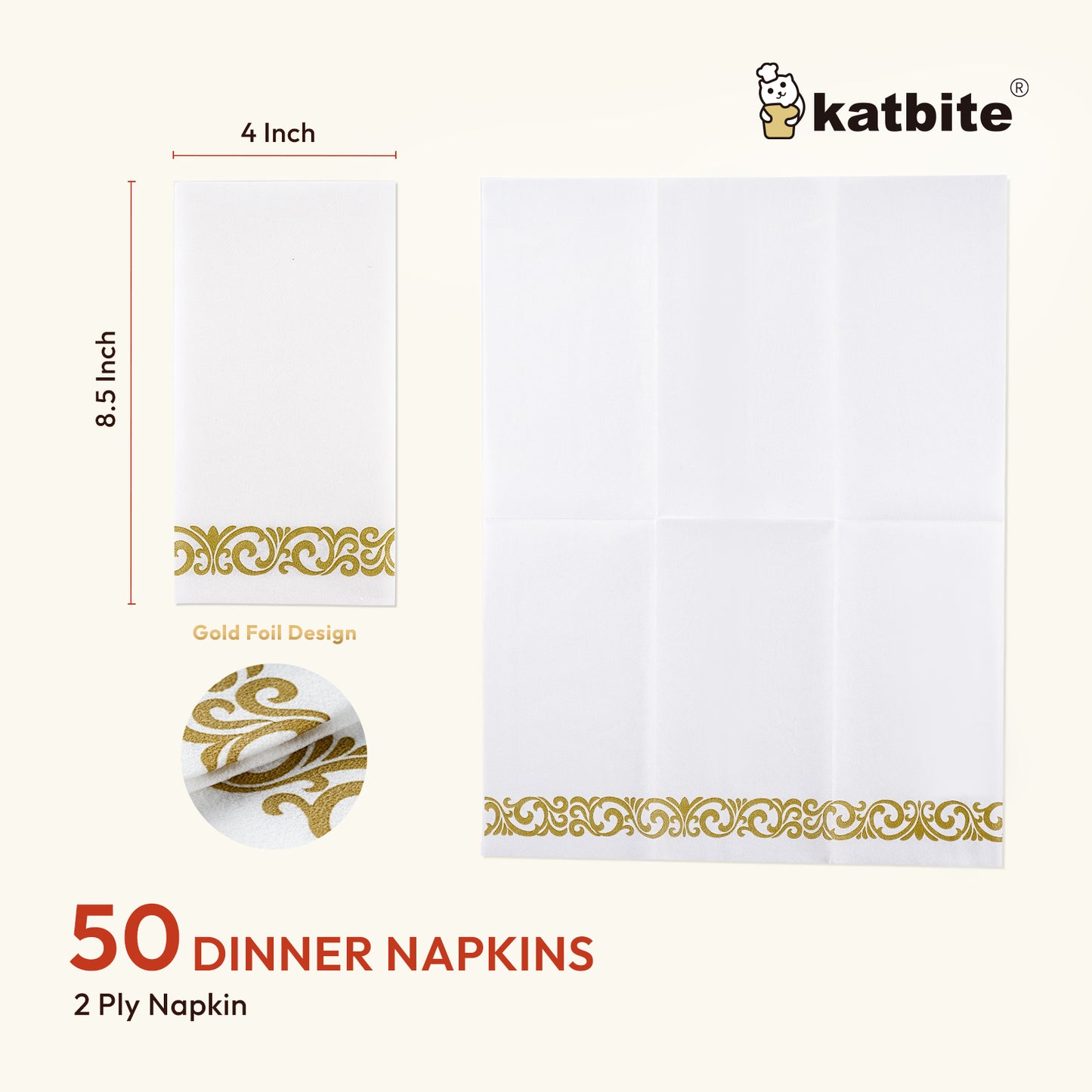 Katbite 50 Pack Gold Paper Napkins, Everyday Decorative Hand Towels Disposable- 8.5x 4-Inches Folded 4.9 stars out of 15 reviews (4.9)| 15 ratings