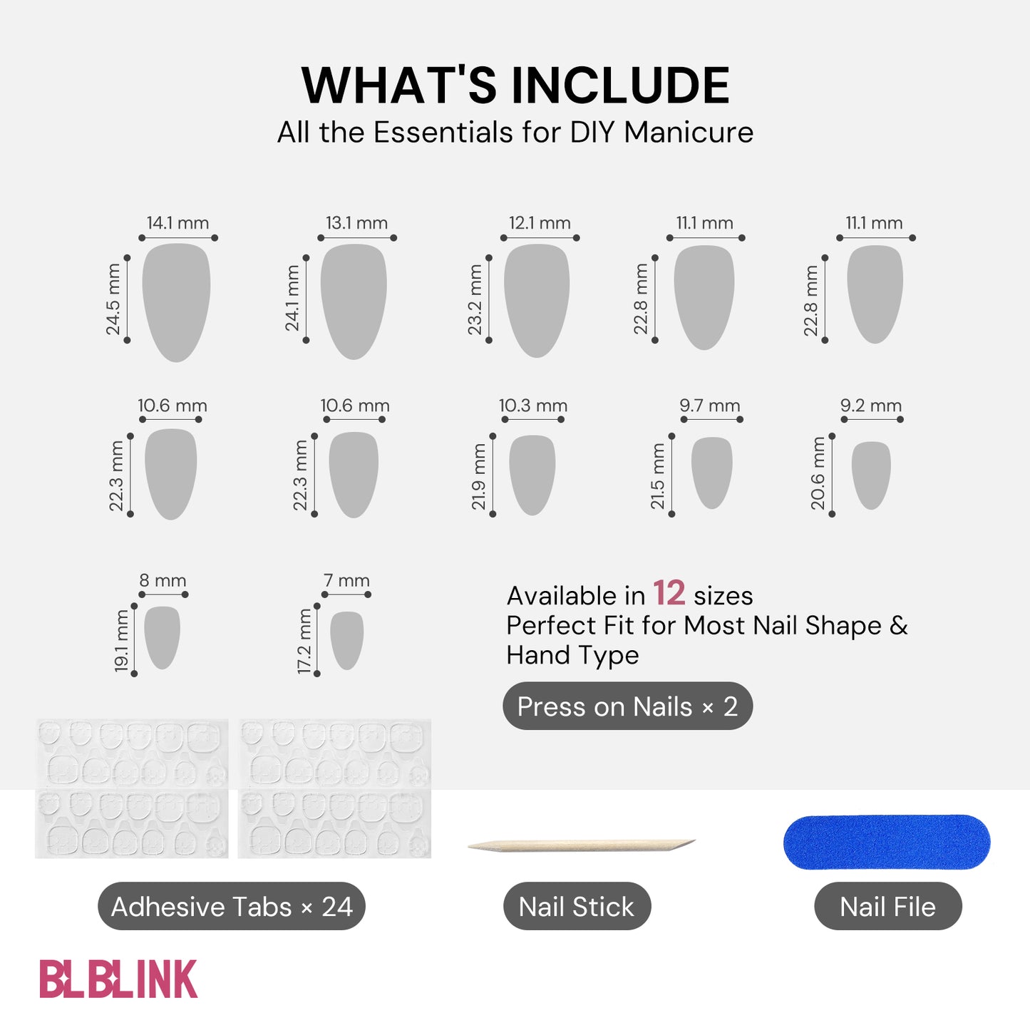 BLBLINK Christmas Almond Press-On Nails – 24PCS Snowflake Glitter with Sparkling Rhinestones for a Festive, Elegant Look