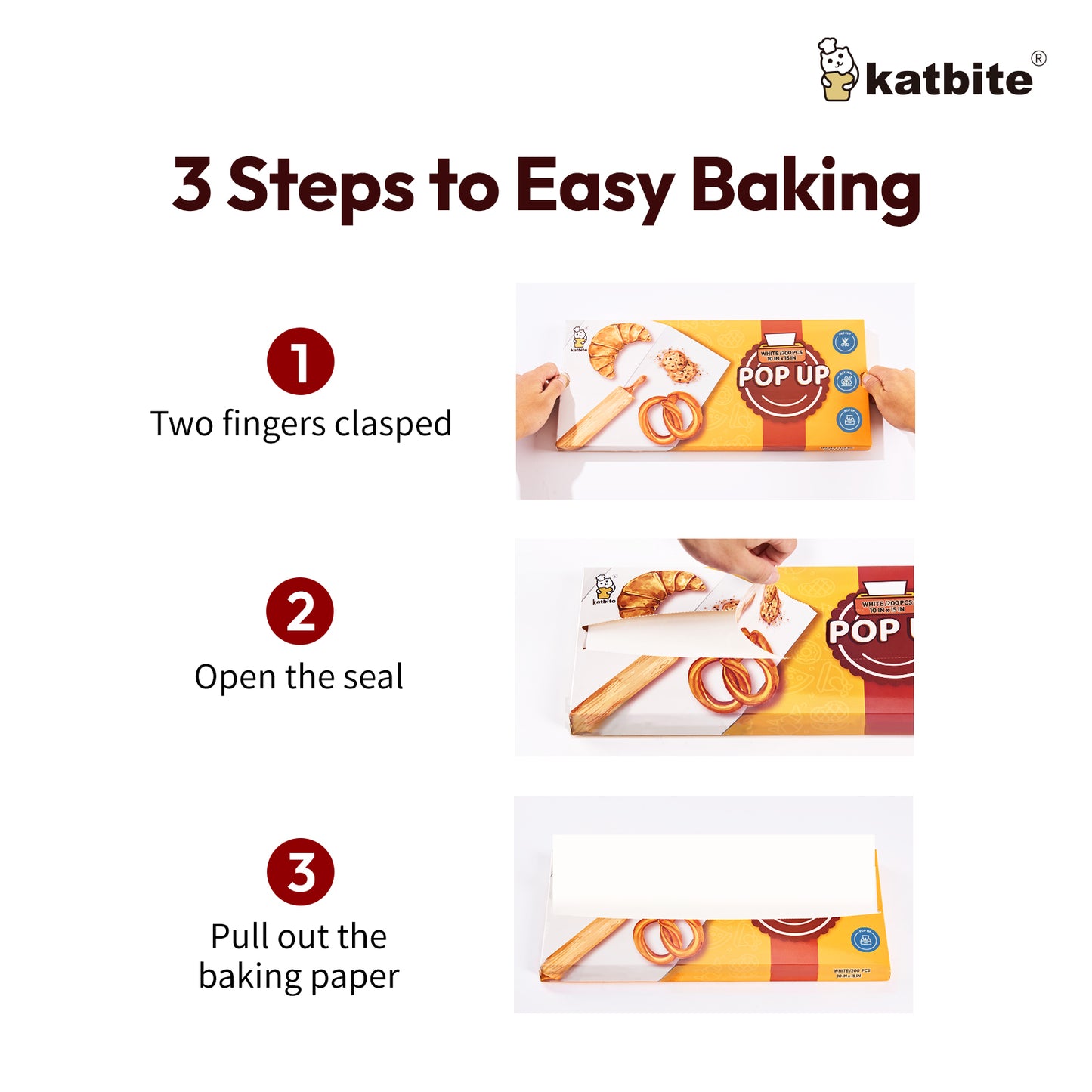 Katbite 200-Count 10x15 Inch Pop-Up Parchment Paper Sheets: Compact, Heavy Duty, Non-Stick