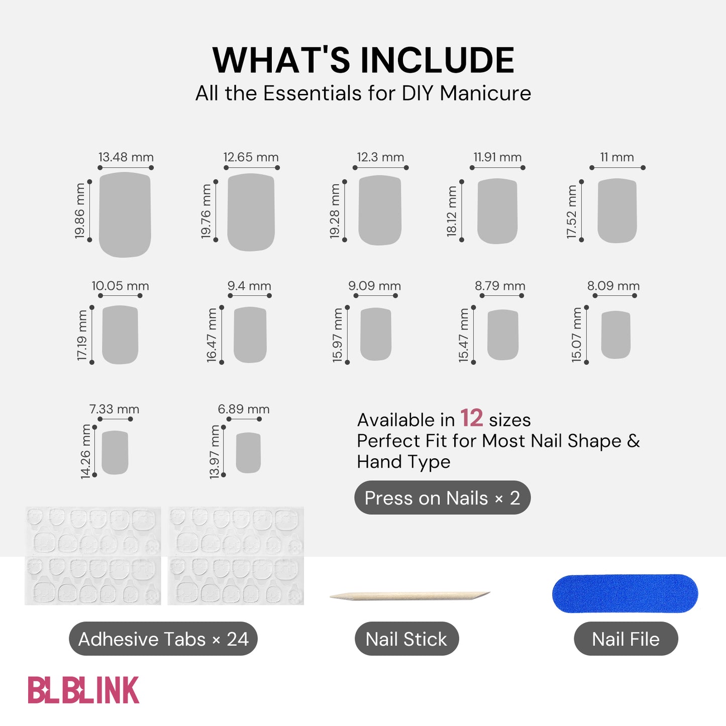 BLBLINK Cat Eye French Press-On Nails, 24PCS Square Shape, Multi-Color Design for Salon-Quality Style 