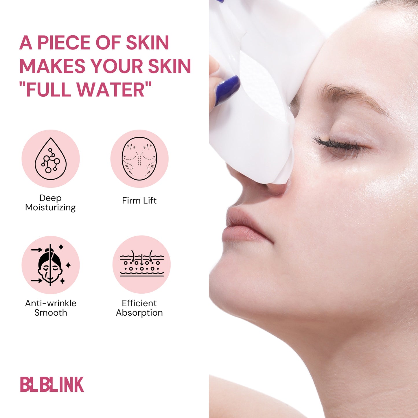 BLBLINK Hydrogel Face Mask, 5-Pack – Cooling Gel Sheet for Deep Hydration, Soothing & Firming, All Skin Types