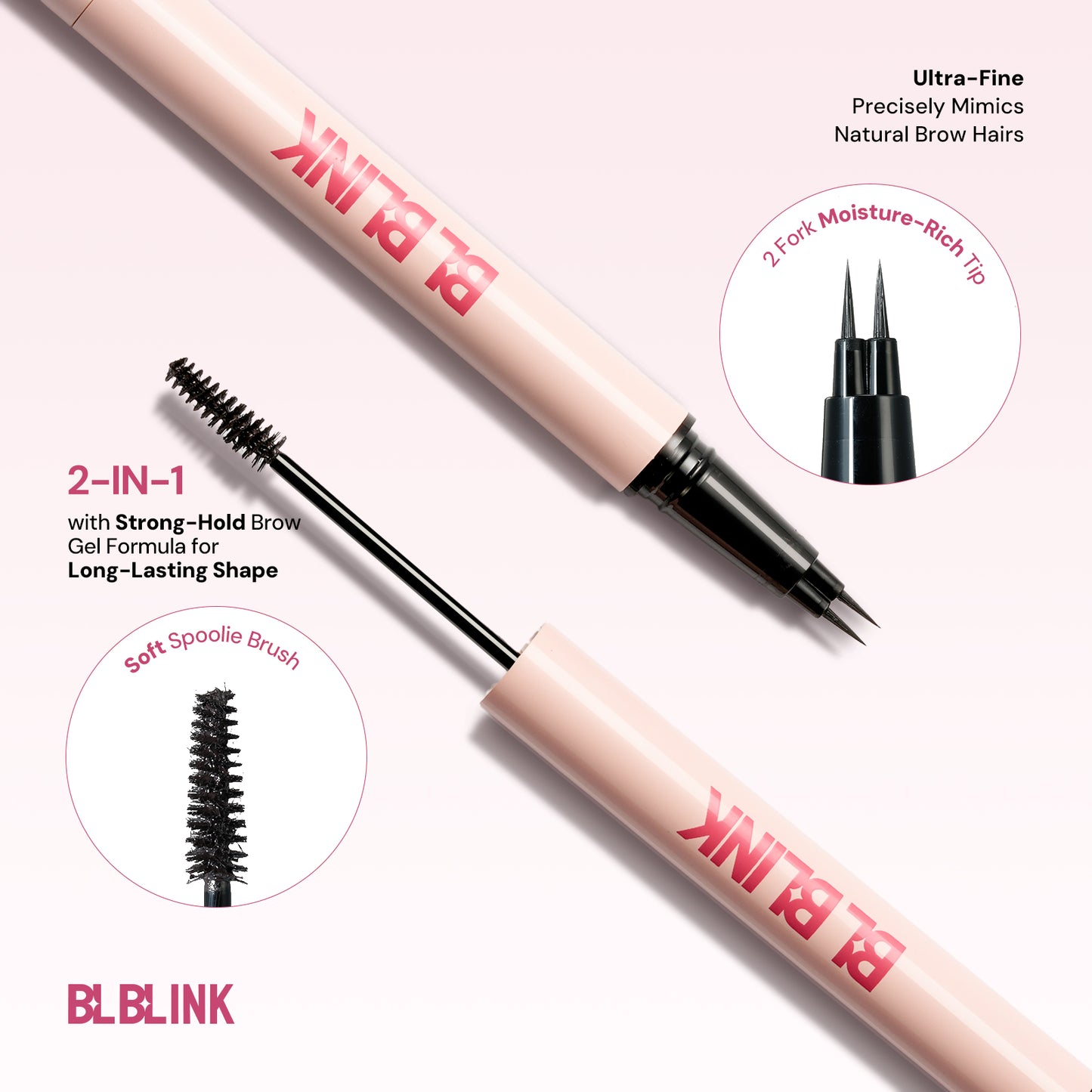 BLBLINK Double Headed Eyebrow Pen 1.5g, Light Grey Brown, 1pcs