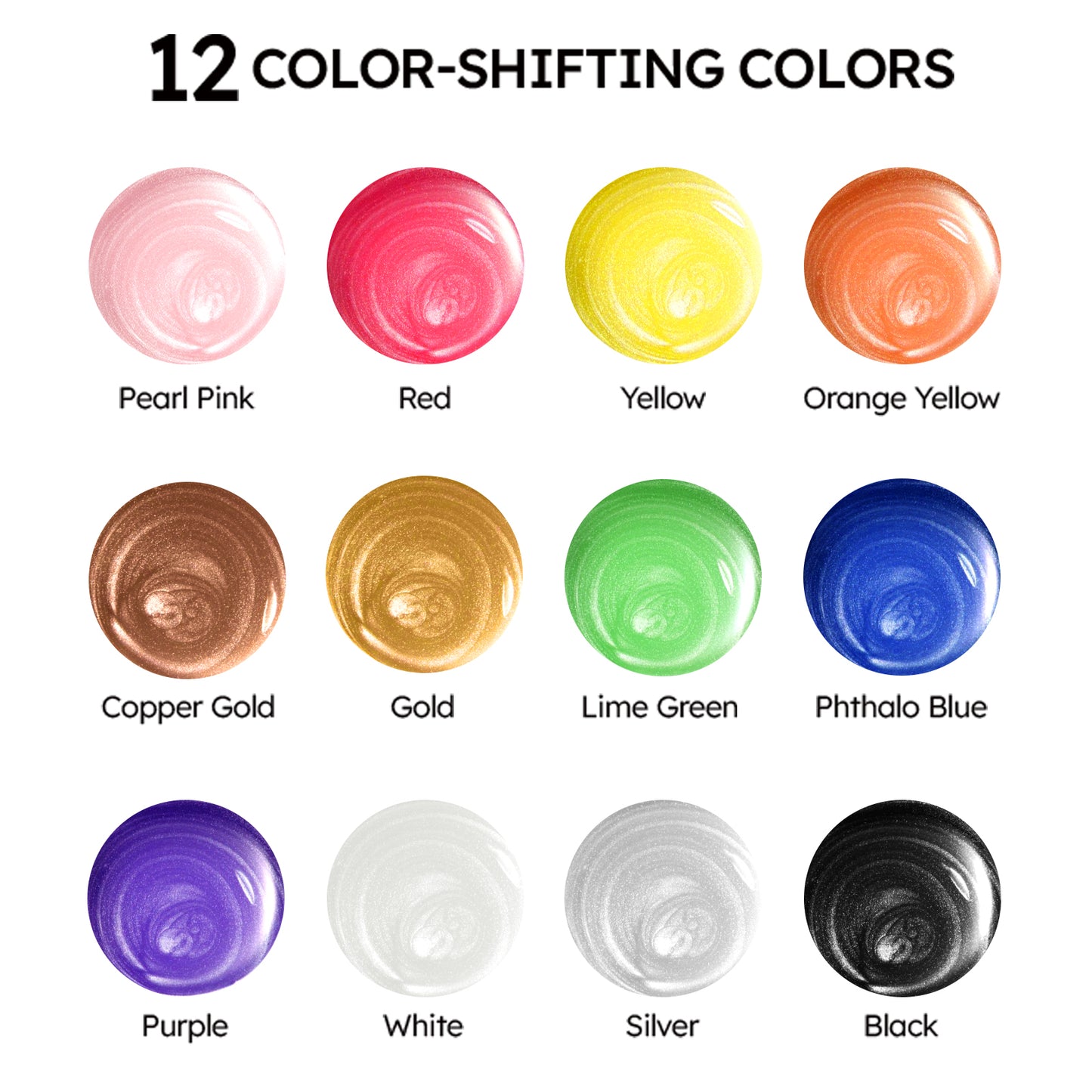 Fantastory Metallic Iridescent Acrylic Paint Set with 12 Brushes, 12 x 2oz Metallic Colors, Color-Shifting, Craft Paint Kit