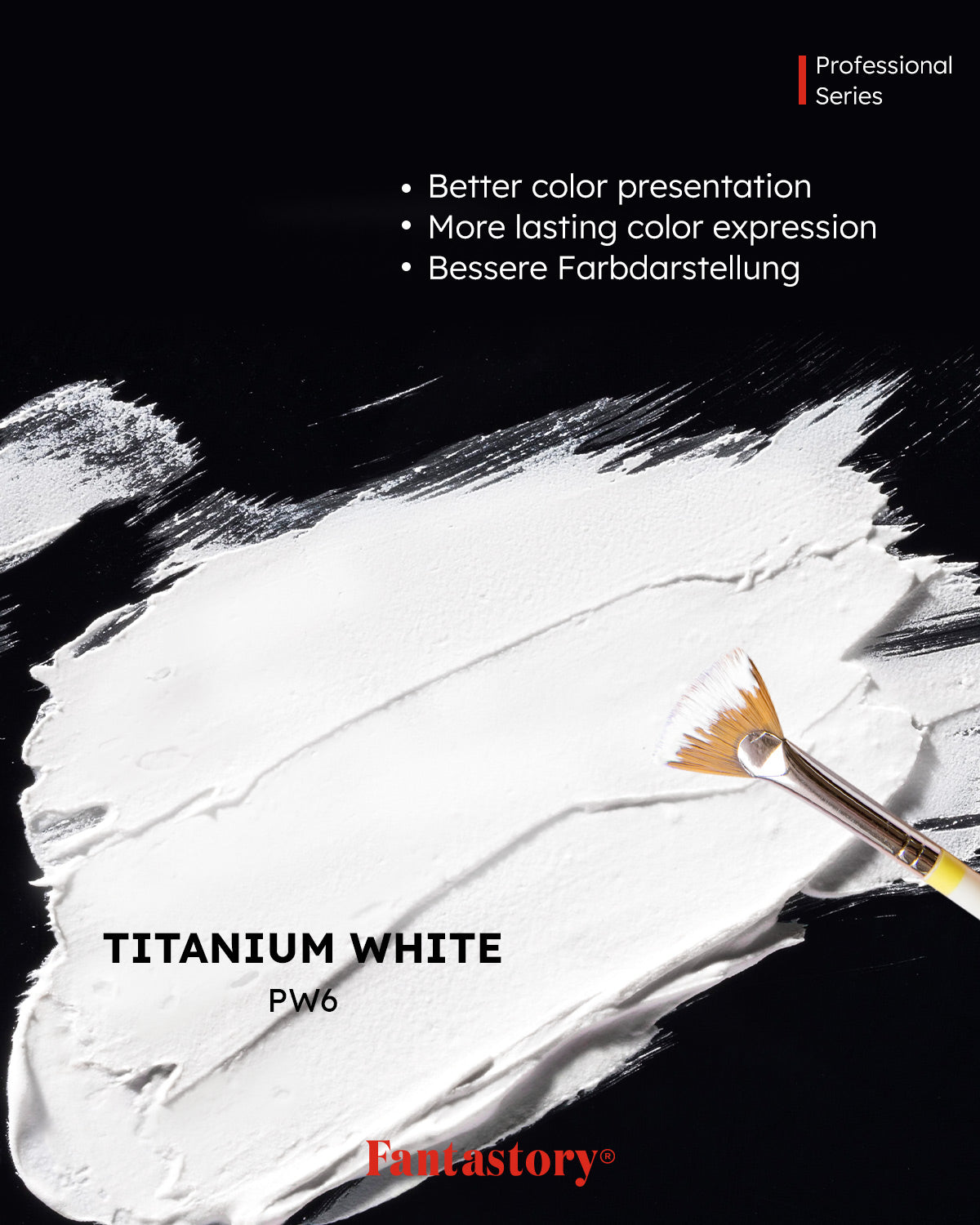 Fantastory Professional Titanium White Acrylic Paint (150ml/5oz) - Ultra High Coverage with Precision Color Accuracy, Artist-Grade Formula for Canvas/Wood/Clay/Fabric/Ceramic