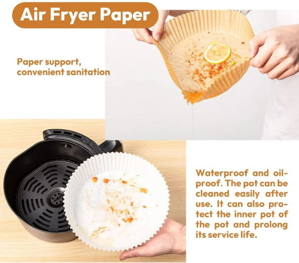 Baklicious 120 Pcs 9 inch Round Air Fryer Disposable Paper Liners, Non-Stick Food Grade Parchment Paper for Baking, Roasting, Microwave