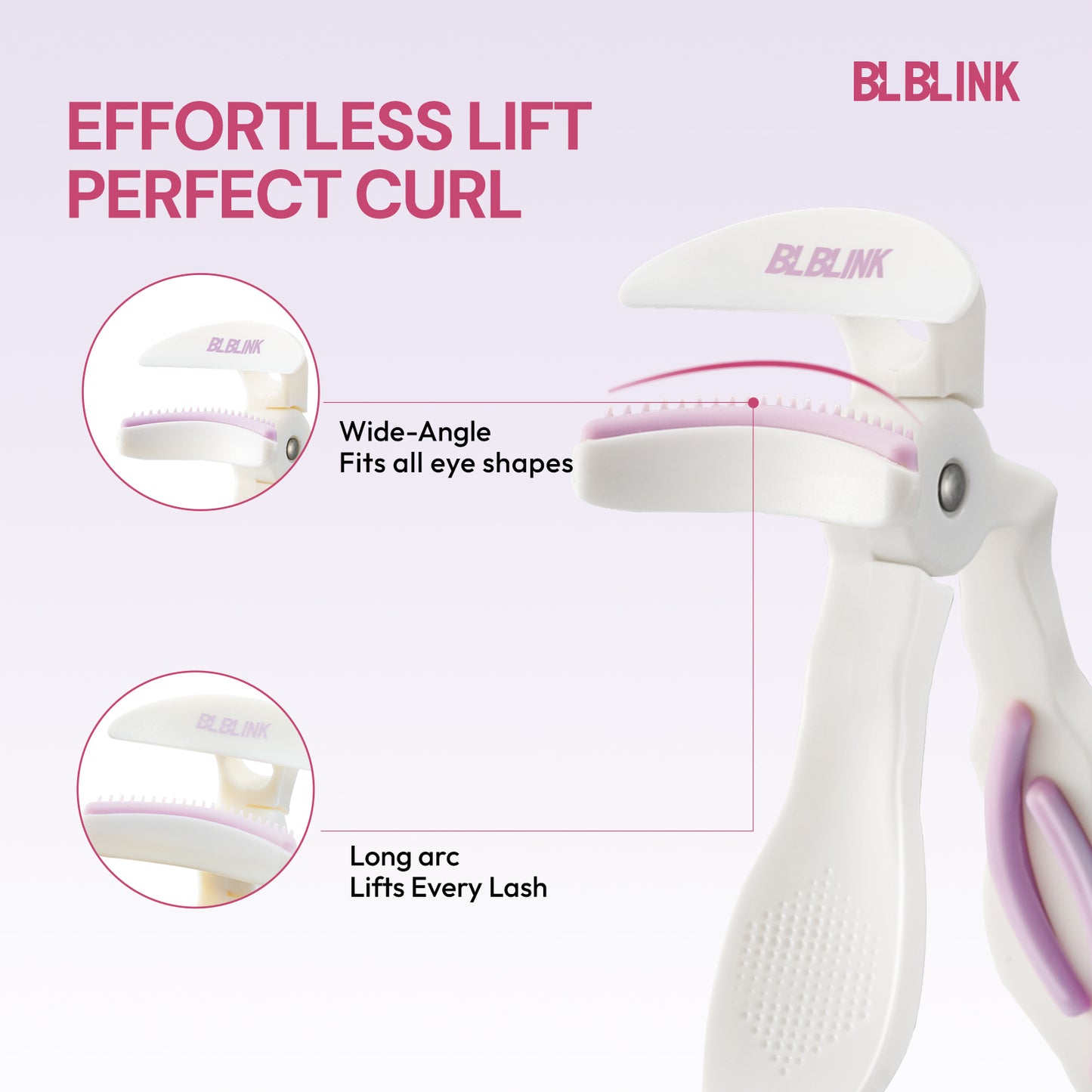 BLBLINK White Eyelash Curler – Comb Teeth Design & 2 Extra Silicone Pads for Perfect Curls in Seconds