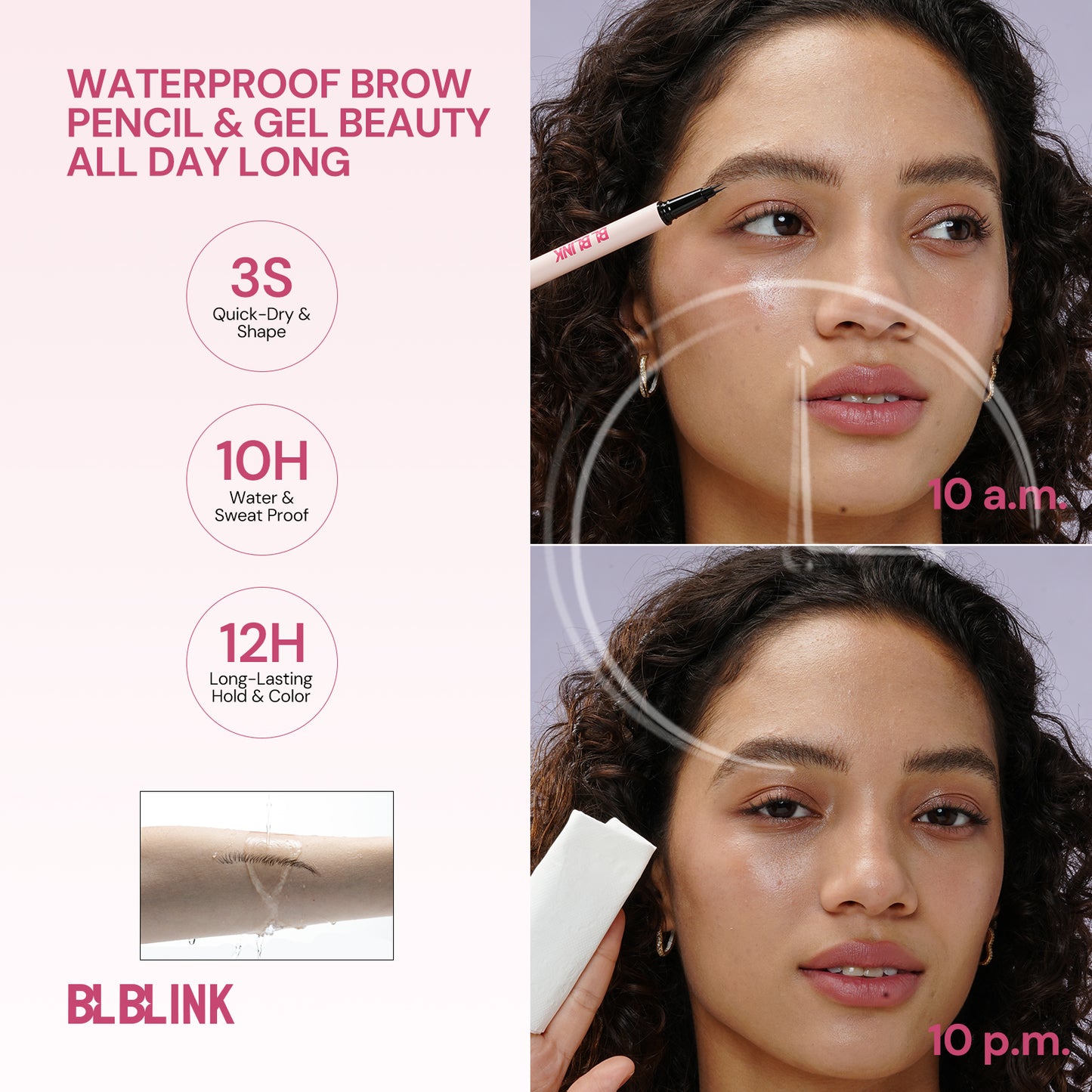 BLBLINK Double Headed Eyebrow Pen 1.5g, Light Grey Brown, 1pcs