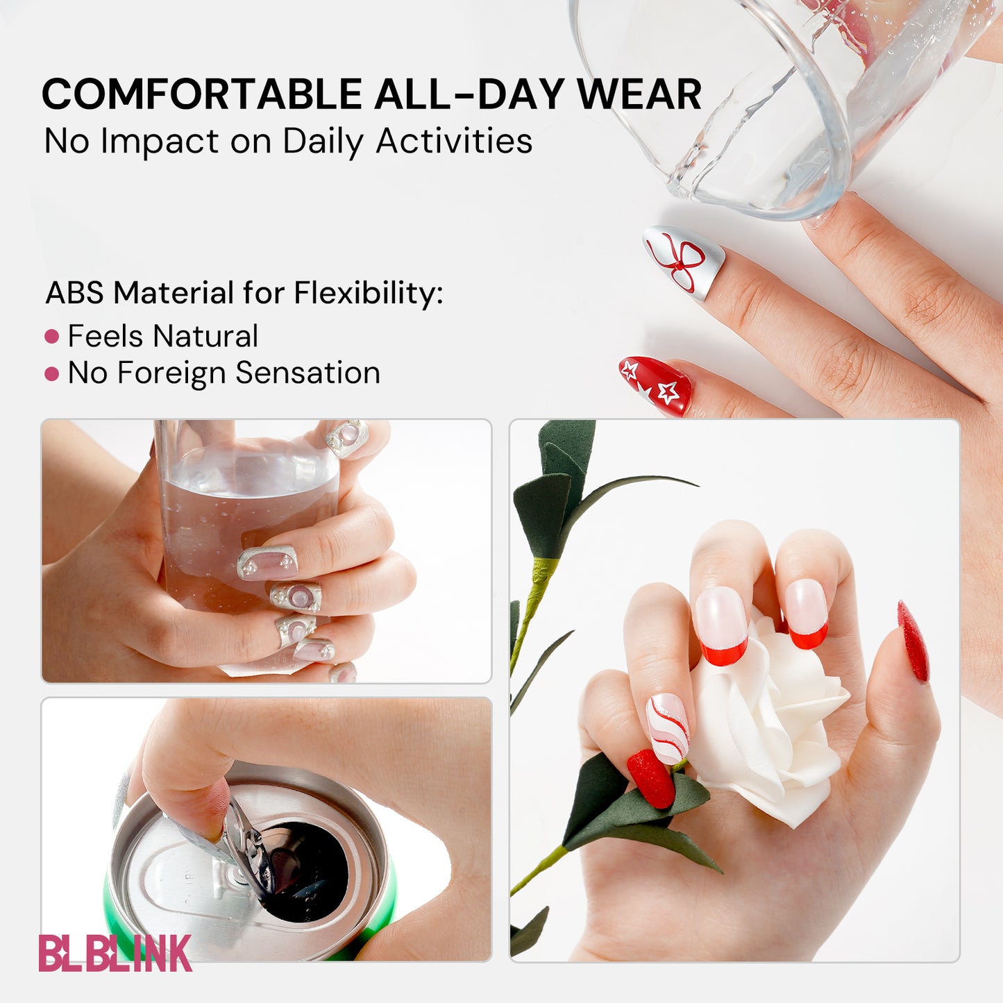 BLBLINK Cat Eye Press-On Nails, 30PCS Square Shape with Bubble Bead Silver Edge Design