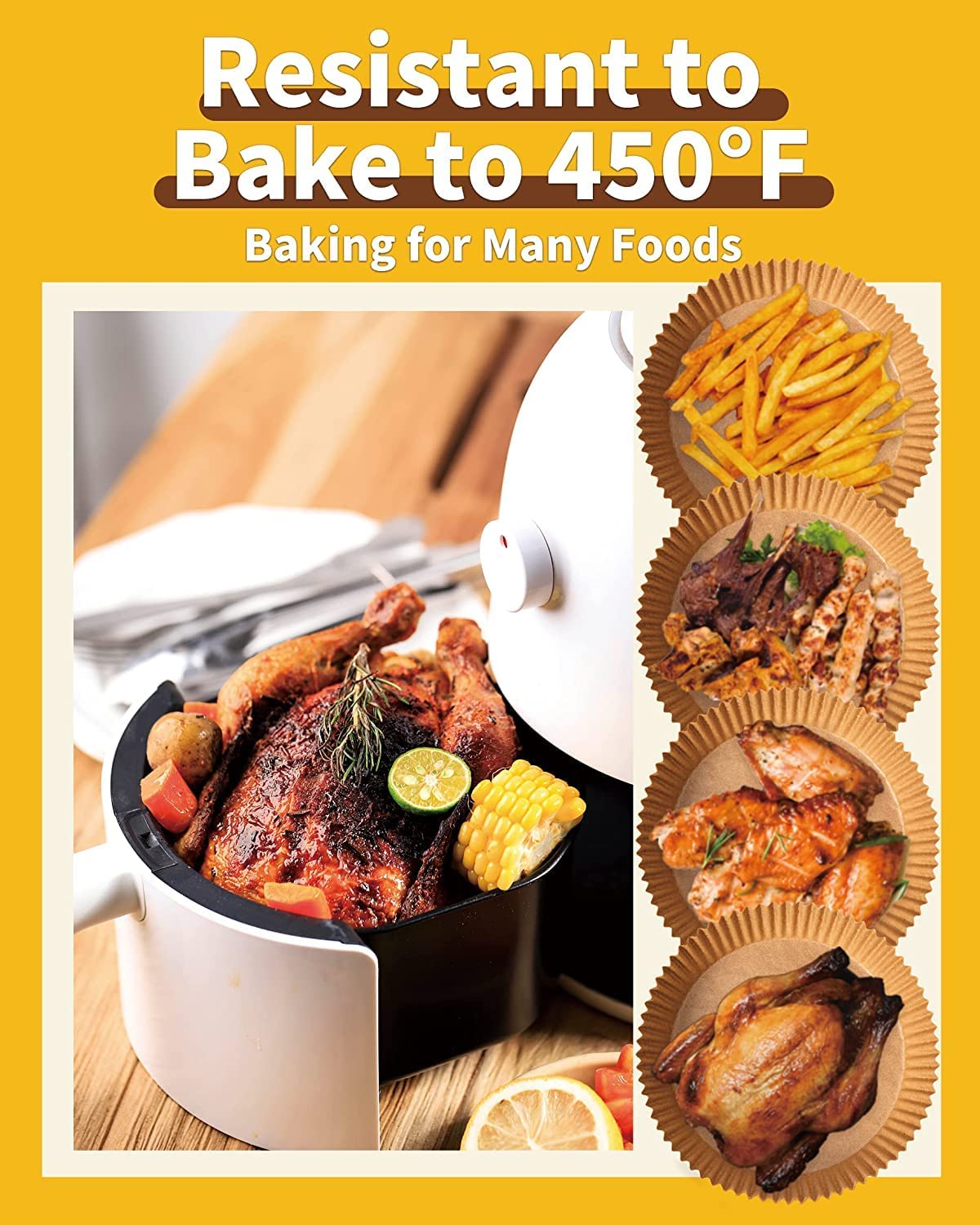 Katbite 120Pcs 6.5 Inch Unbleached Non-stick Air Fryer Disposable Paper Liner Parchment Paper
