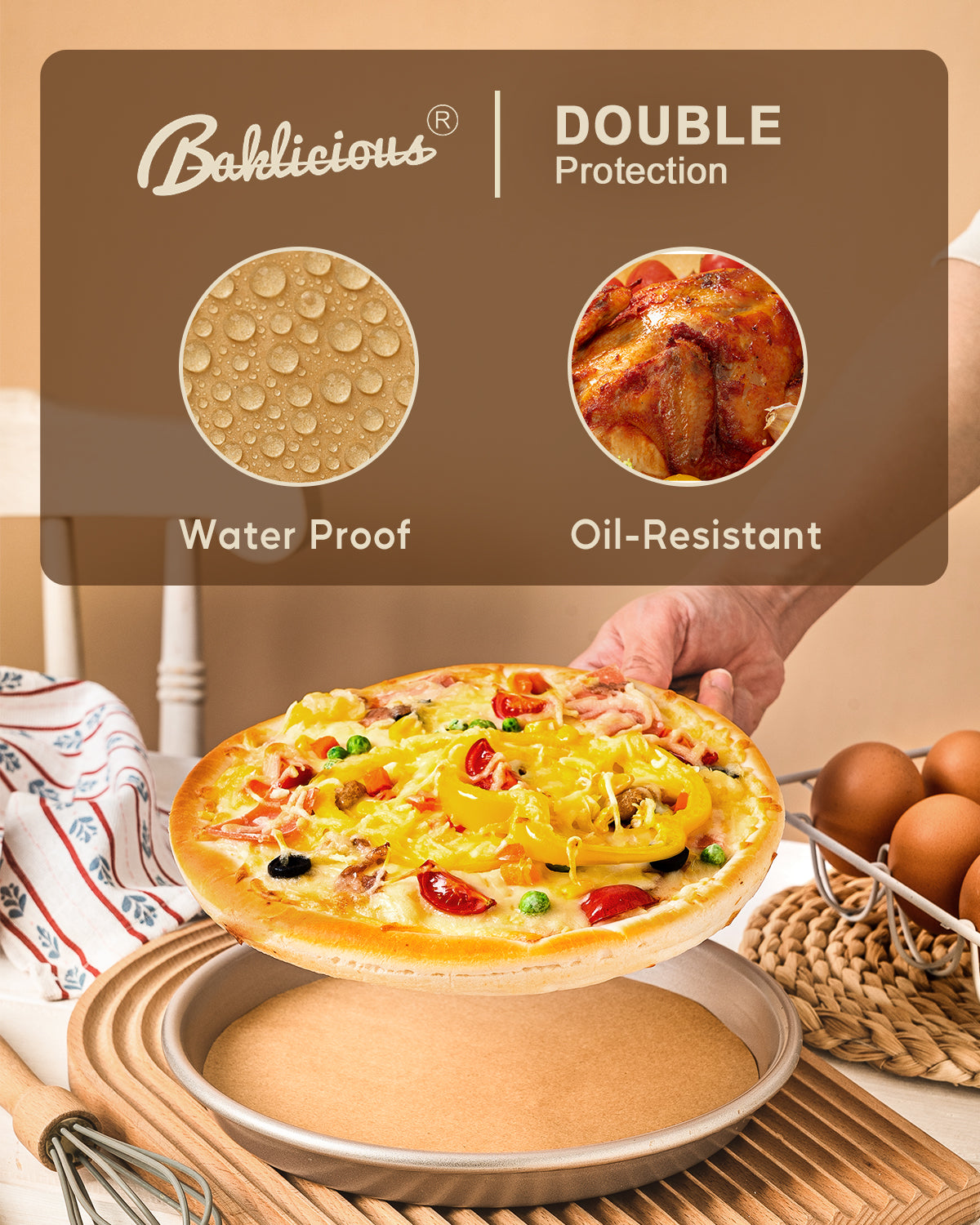 Baklicious 250 Count 9 inch Round Parchment Paper, Non-Stick Baking Liners for Cake Pans
