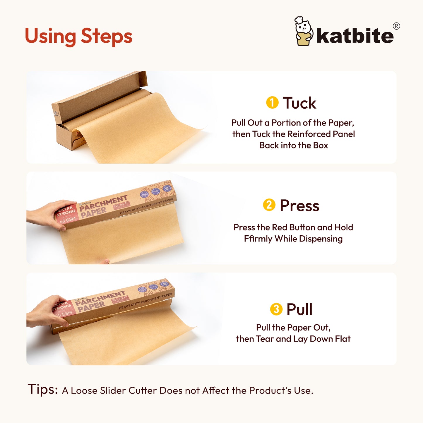 Katbite Heavy Duty Unbleached Parchment Paper Roll for Baking, 15 in x 164 ft, 205 sq.ft, Brown