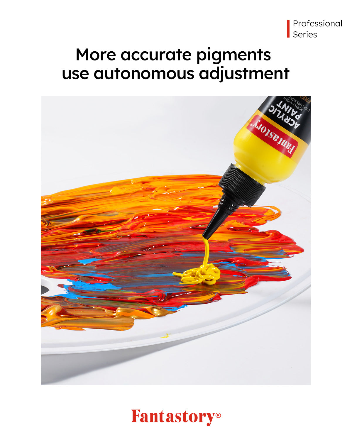 Fantastory Precision-Pro Acrylic Paint - Black (150ml/5oz) - Lab-Tested Color Accuracy + Superior Coverage, Professional Choice for Canvas/Wood/Clay/Textile/Pottery