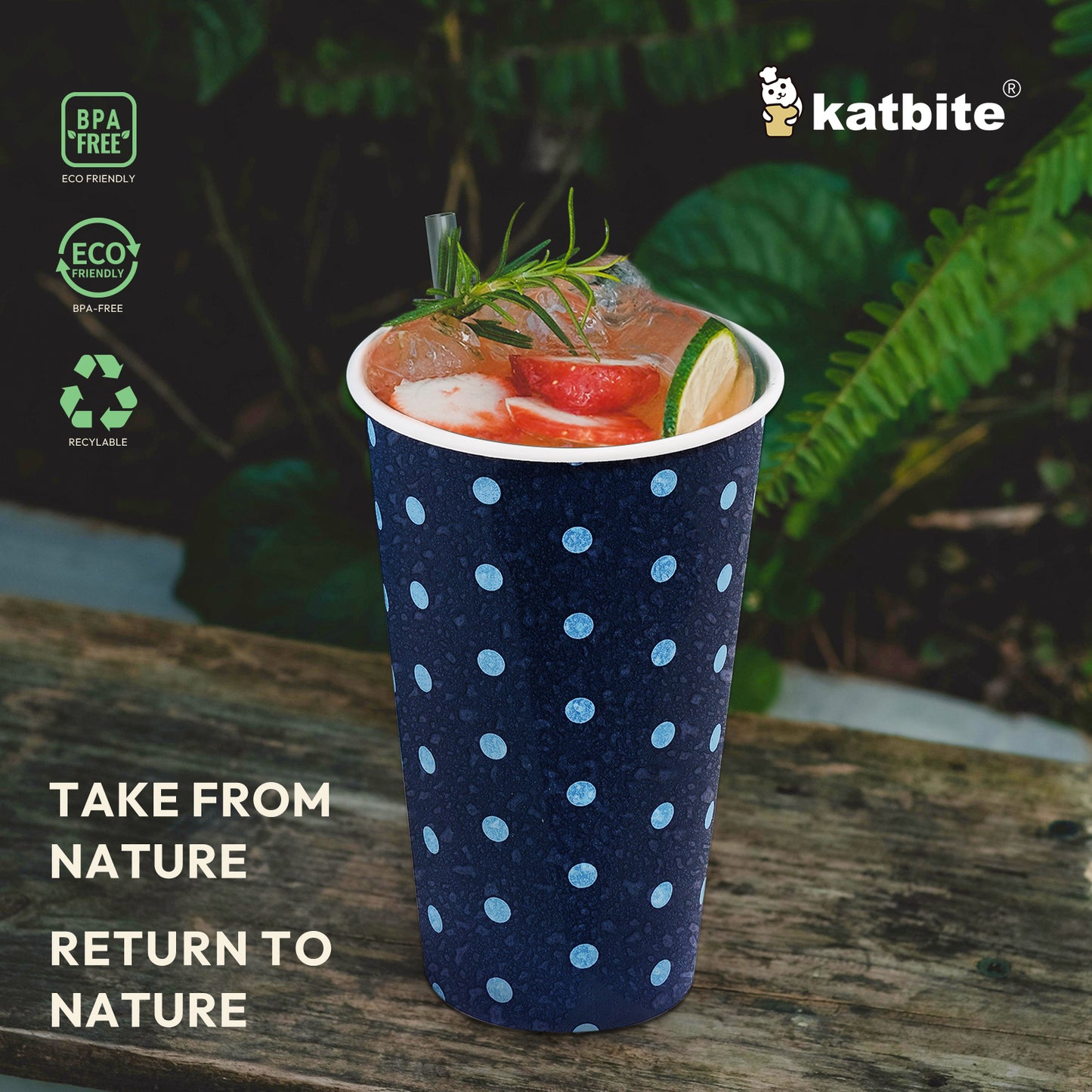 Katbite Biodegradable Eco-Friendly Disposable Paper Cups, 16 oz, 60 Count for Hot/Cold Beverages