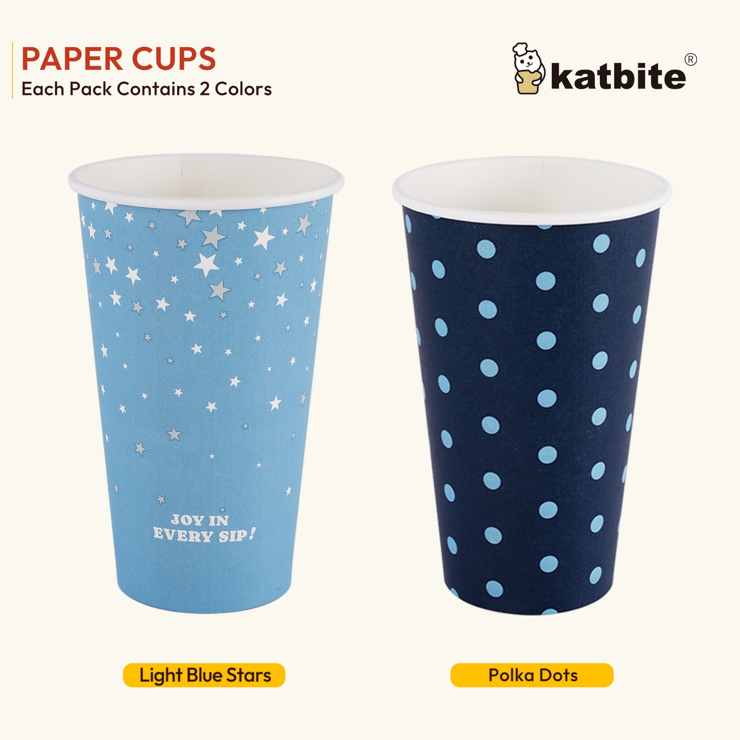 Katbite Biodegradable Eco-Friendly Disposable Paper Cups, 16 oz, 60 Count for Hot/Cold Beverages