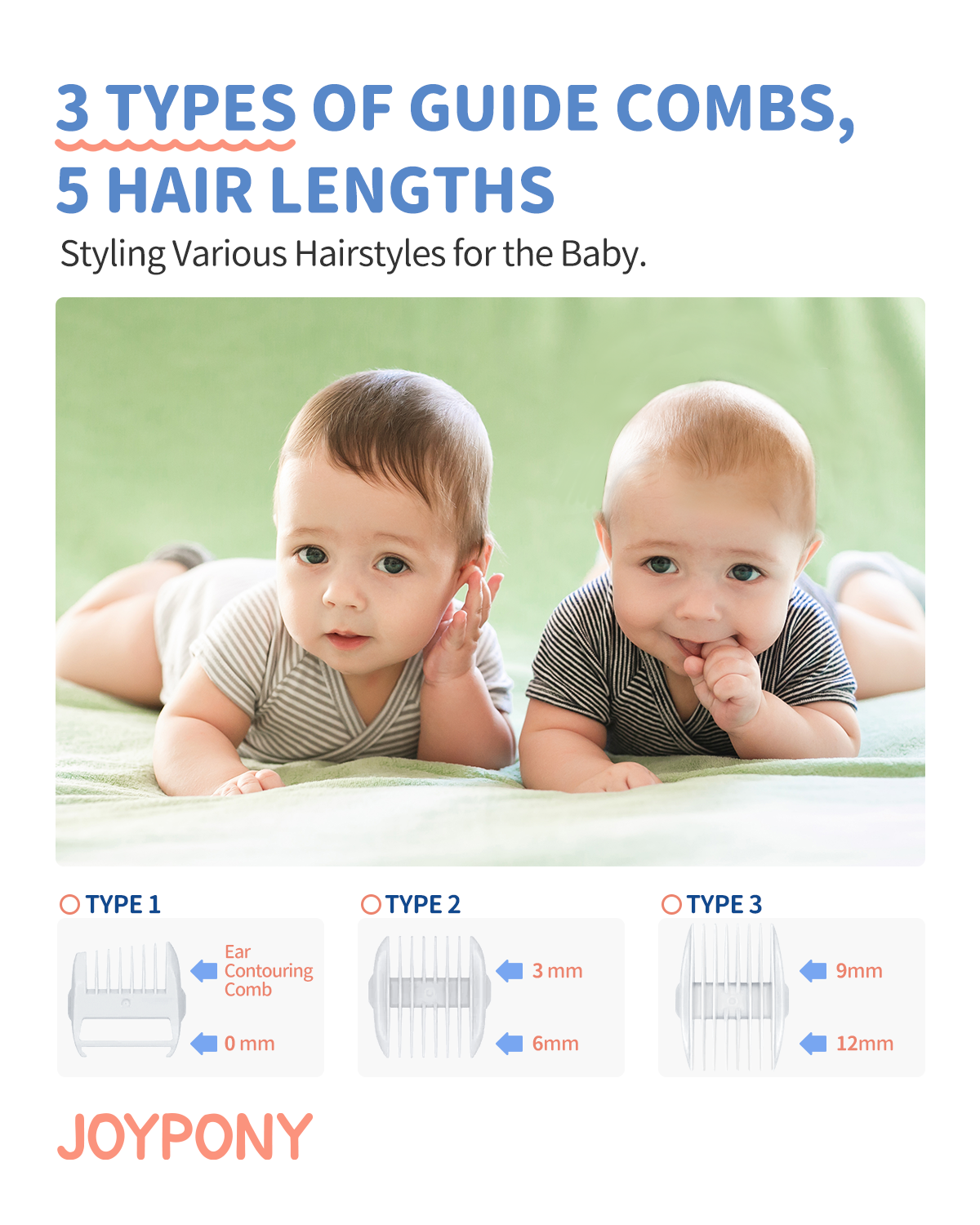 Joypony Baby Hair Clippers – Quiet, Waterproof, Rechargeable Hair Trimmer for Kids, Cordless Infant & Toddler Hair Cutting Kit