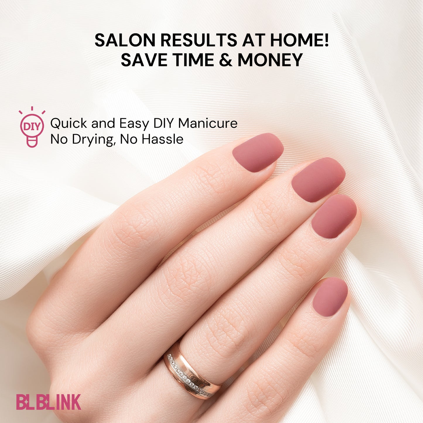 BLBLINK Matte Pink Press-On Nails – 24PCS Short Square Salon-Grade Fake Nails for a Chic, Effortless Look