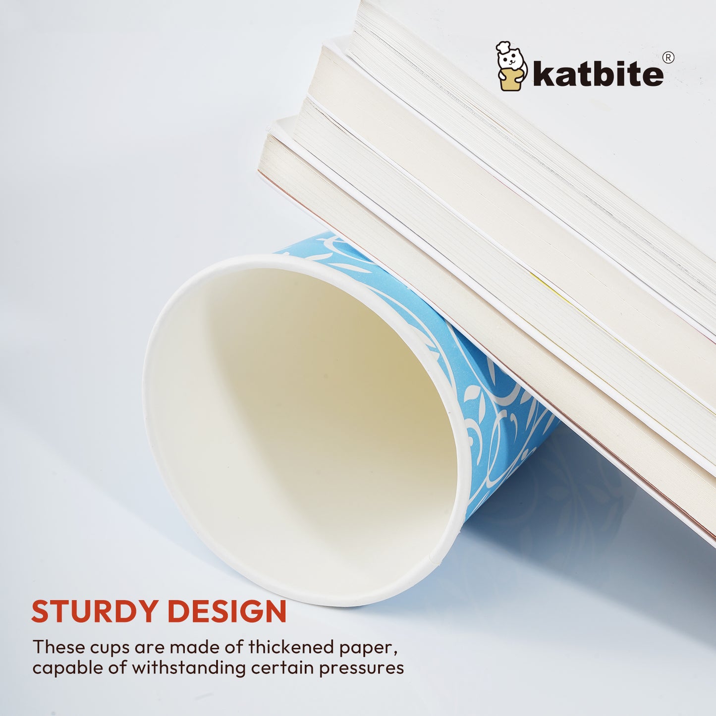 Katbite Disposable Cups Paper Cups with Lids Biodegradable and Eco-Friendly 16 oz 60 Count