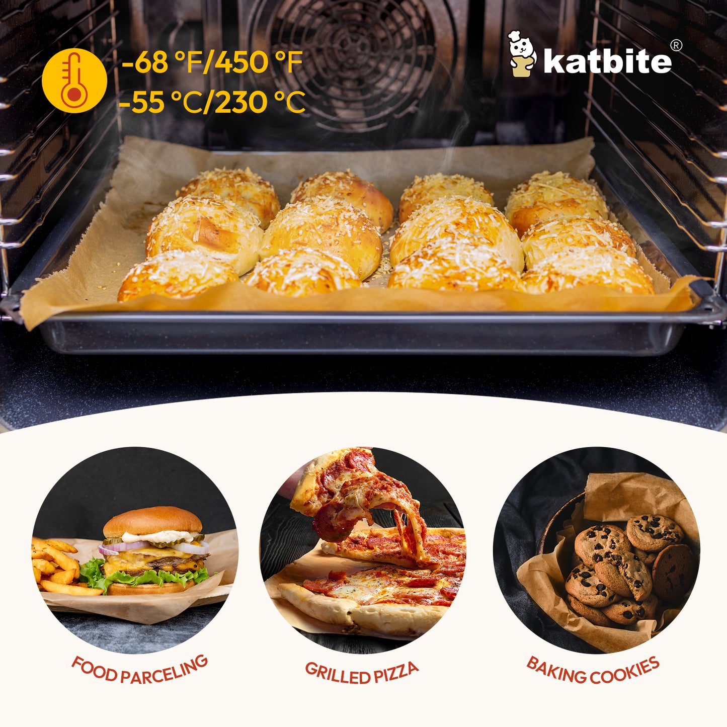 Katbite Heavy Duty Unbleached Parchment Paper Roll for Baking, 15 in x 164 ft, 205 sq.ft, Brown