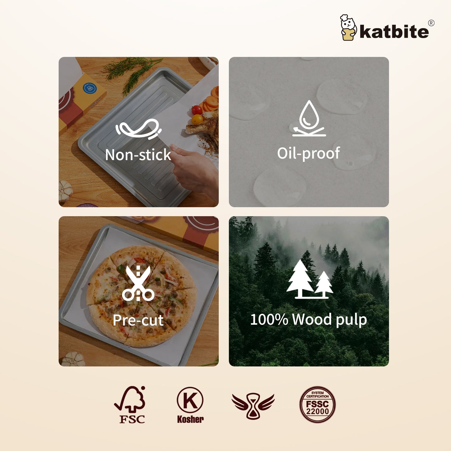 Katbite 200-Count 10x15 Inch Pop-Up Parchment Paper Sheets: Compact, Heavy Duty, Non-Stick