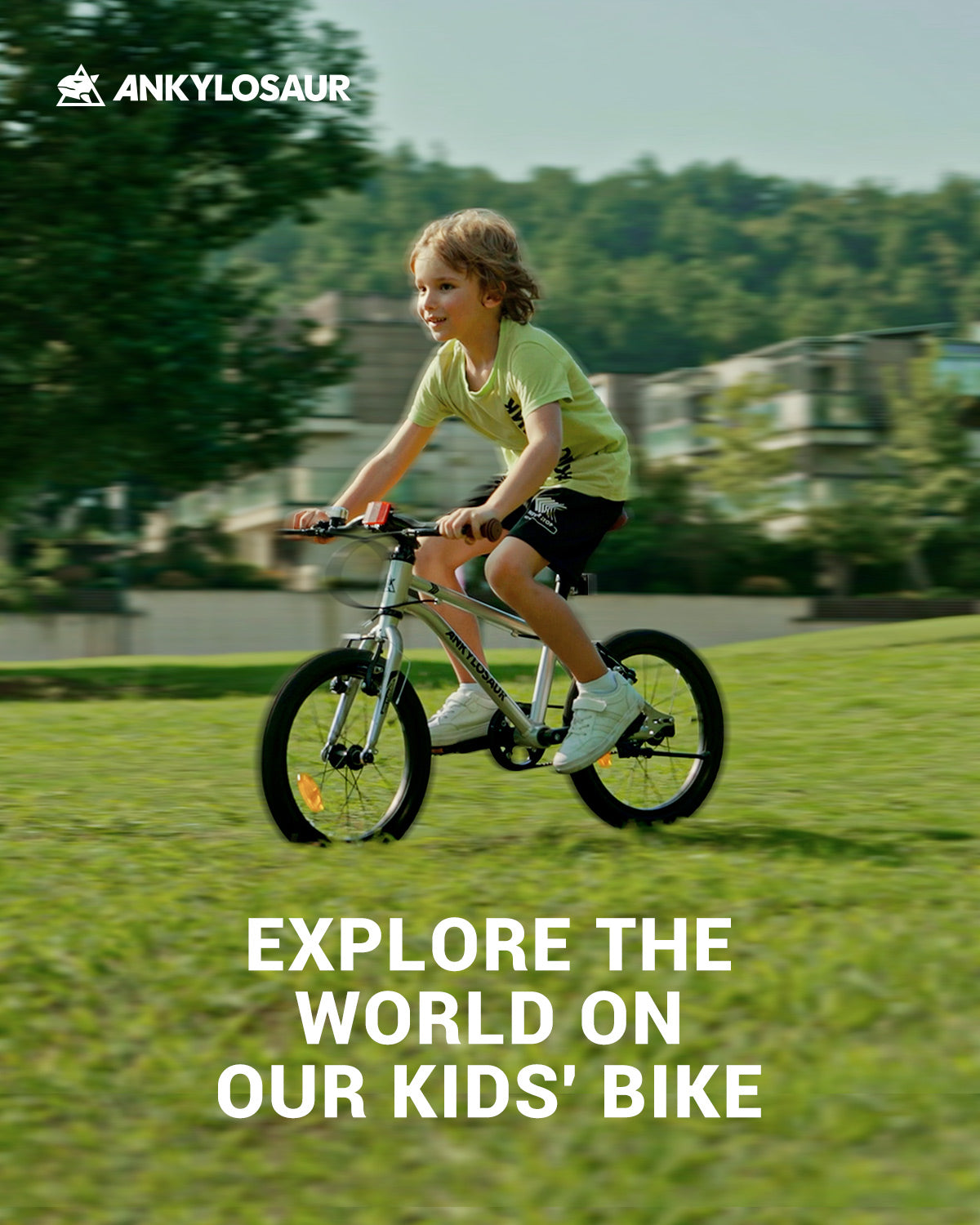 ANKLOSAUR 16" Kids Bike – Lightweight, Dual-Brake Bicycle for Ages 4-12, Black