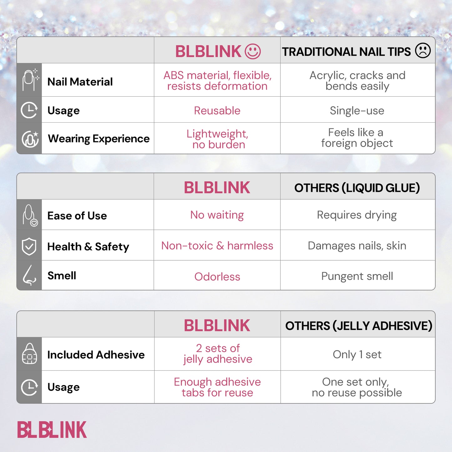 BLBLINK 3D Press-On Nails, 24PCS Almond Shape with Bow and Pearl Design, Reusable & Elegant Look