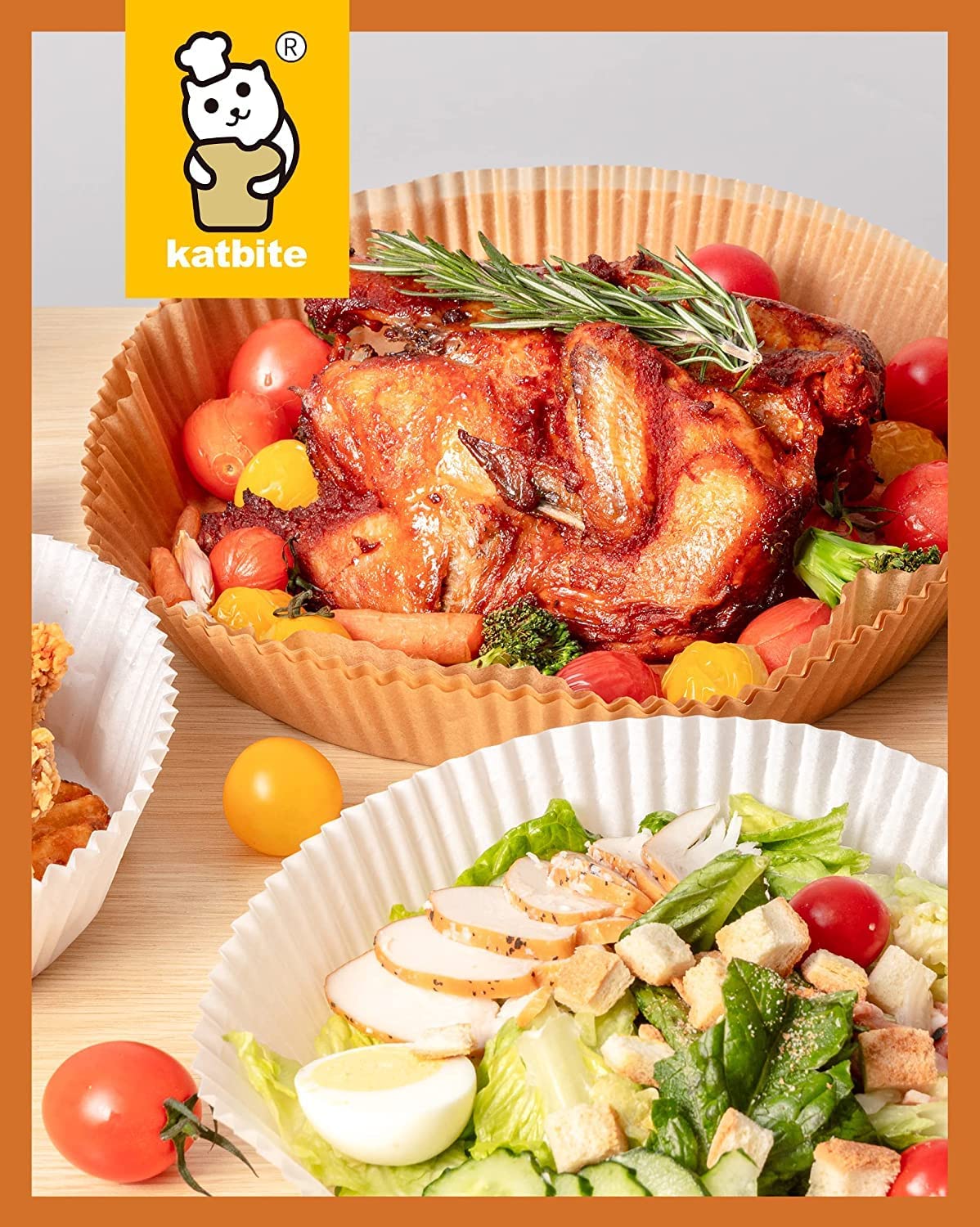 Katbite 120Pcs 6.5 Inch Unbleached Non-stick Air Fryer Disposable Paper Liner Parchment Paper