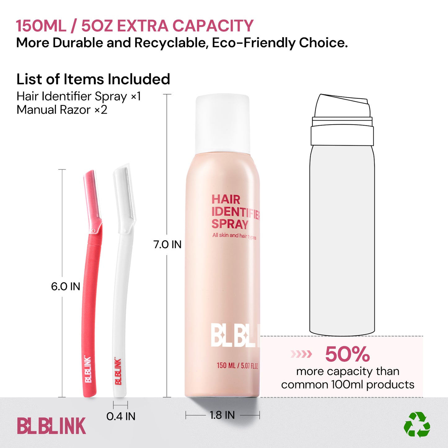 Hair Removal Spray for Face, 150ML, Painless & Gentle, For Sensitive Skin, 1 Pc