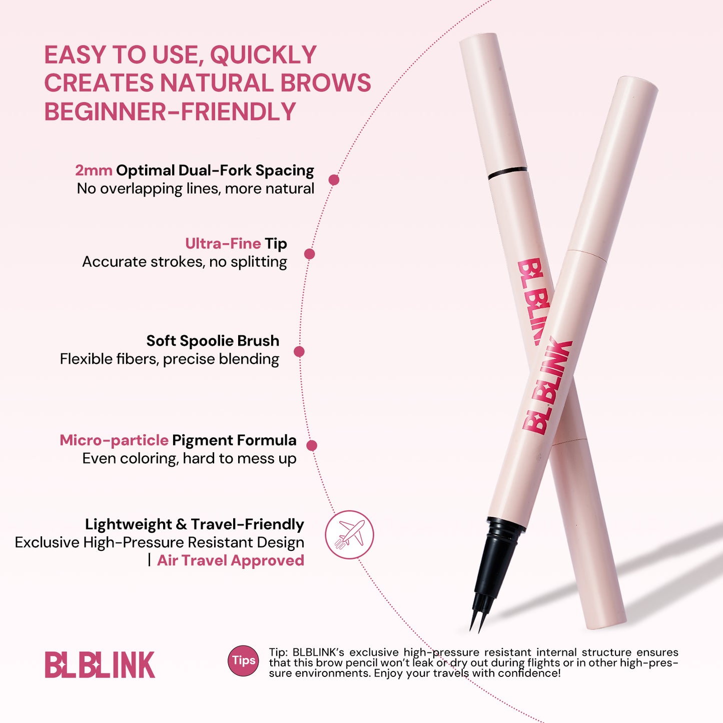 BLBLINK Dual-Ended Eyebrow Pencil, Strong Coffee Color, 1.5g, 2-Pack