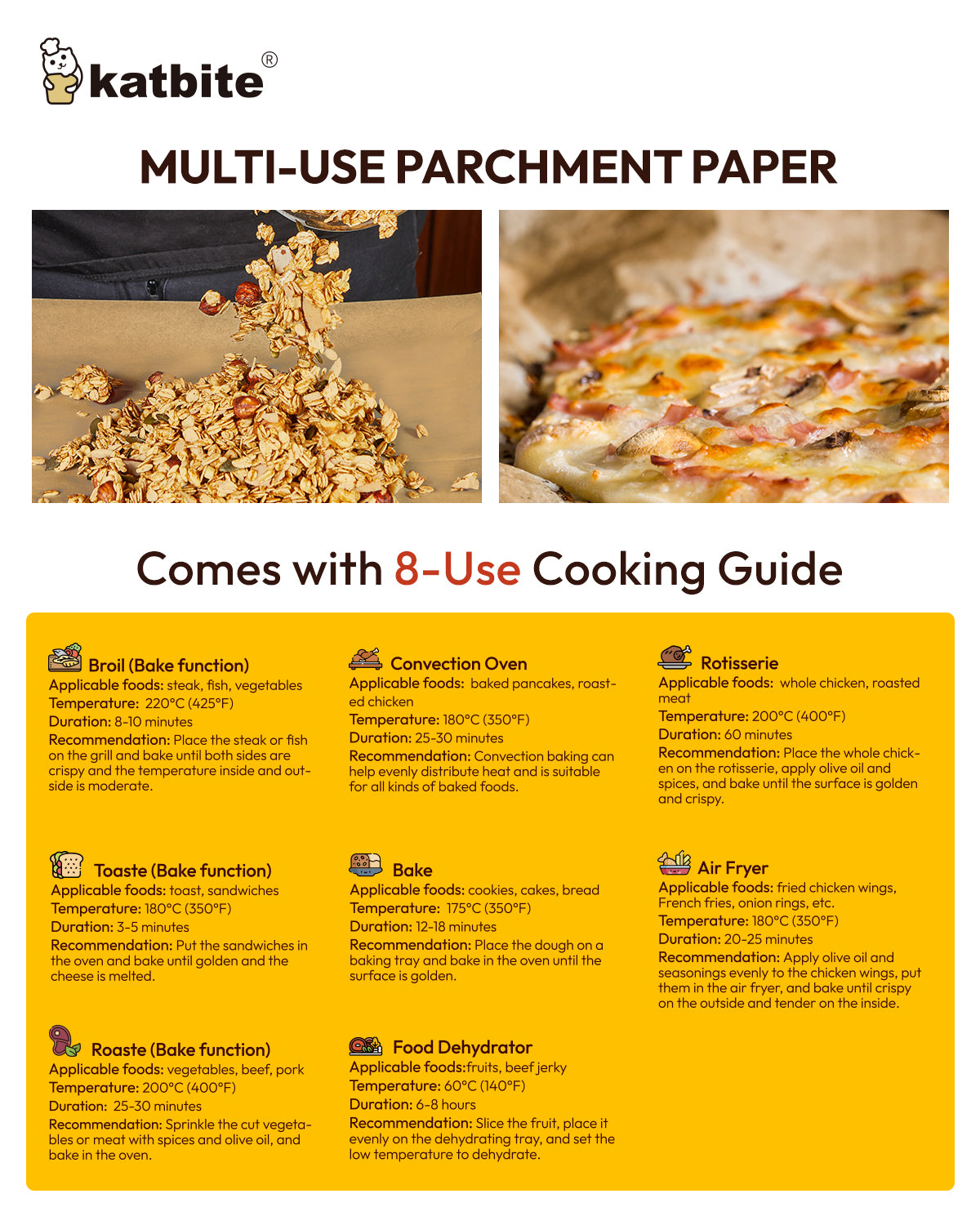 Katbite Air Fryer Paper Liners 9x11 Inch, 100 Pcs Disposable Non-Stick Sheets, Oil Resistant Basket Liners for XL Air Fryer & Toaster Oven