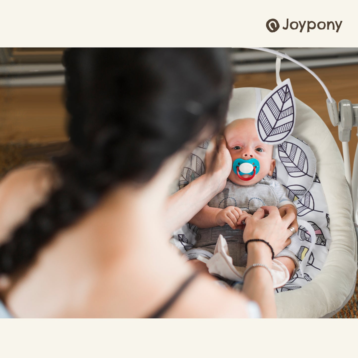 Joypony Portable Baby Swing with Music and Removable Toy Bar – Lightweight, Foldable Infant Swing for Soothing and Playtime