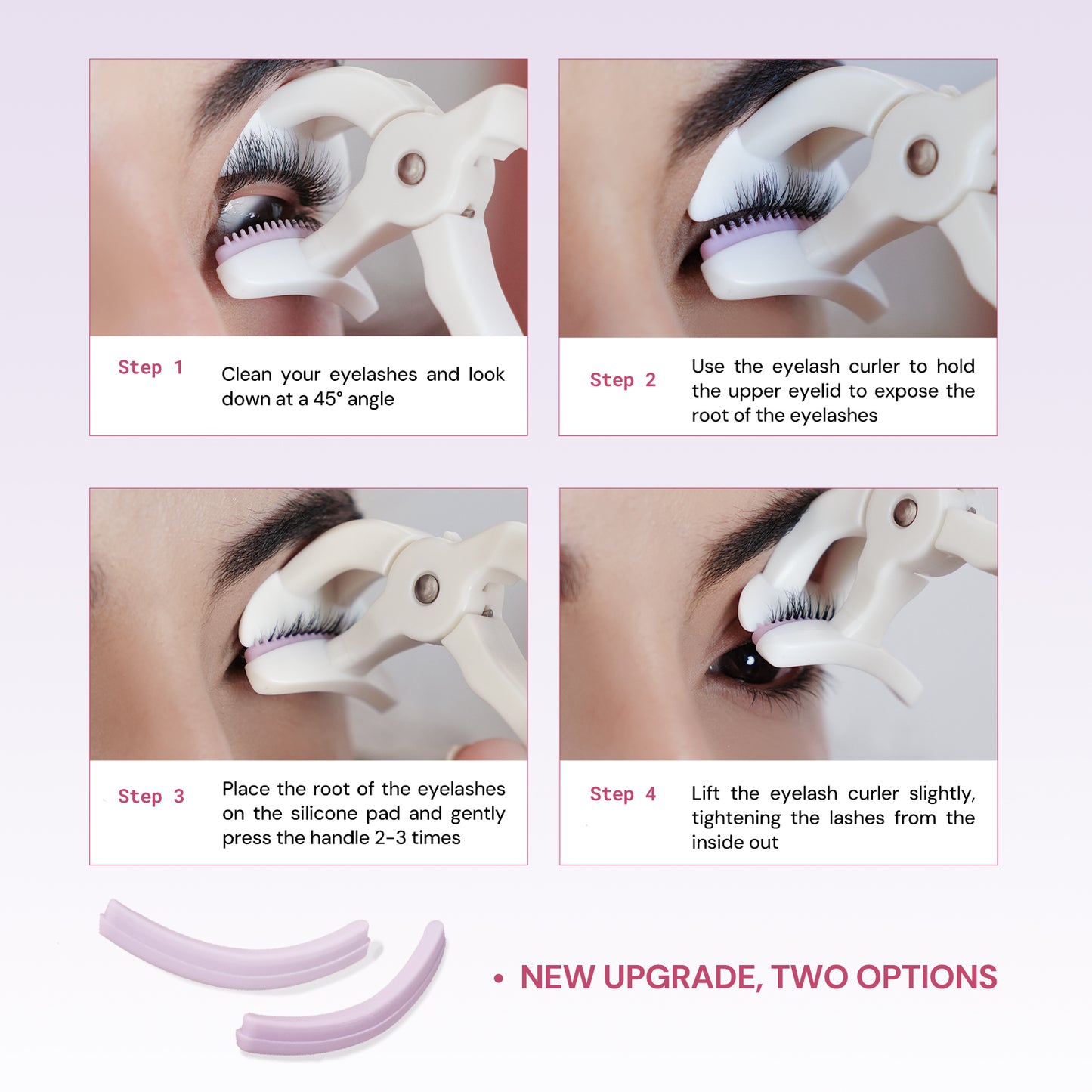 BLBLINK White Eyelash Curler – Comb Teeth Design & 2 Extra Silicone Pads for Perfect Curls in Seconds