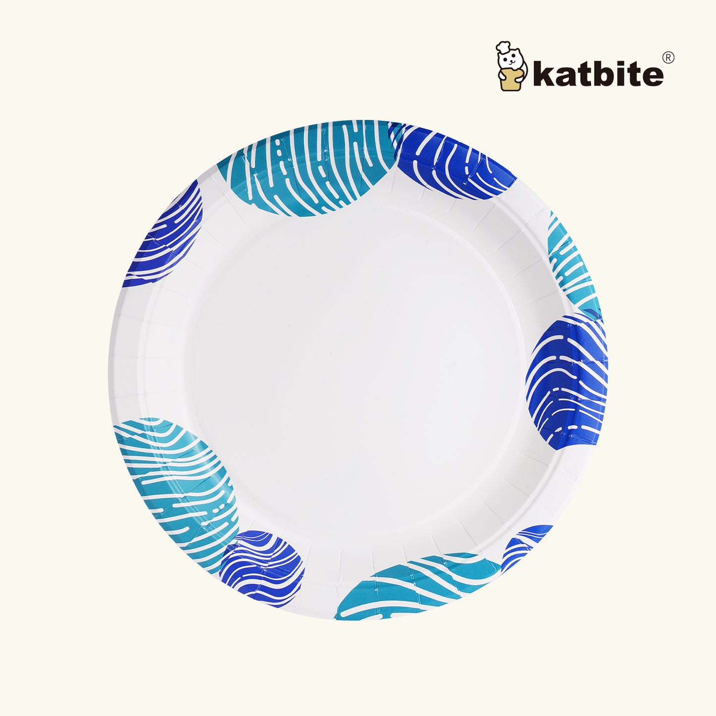 Katbite Round 9-Inch Biodegradable Compostable Paper Plates, 50-Count Eco-Friendly Tableware