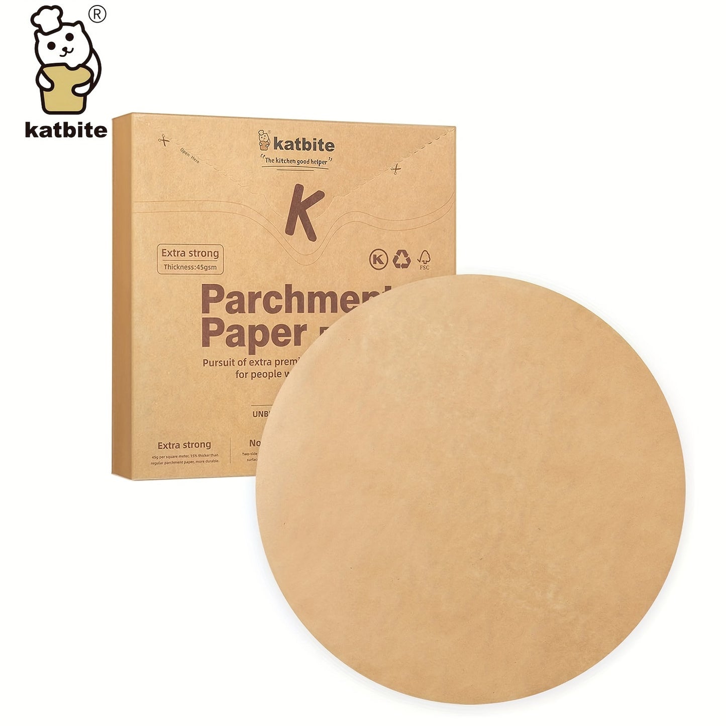 Katbite 200Pcs 8 Inch Parchment Paper Rounds, Unbleached & Non-stick, Precut Parchment Circles for Spring Pan, Storage/Freezing Hamburger Patties