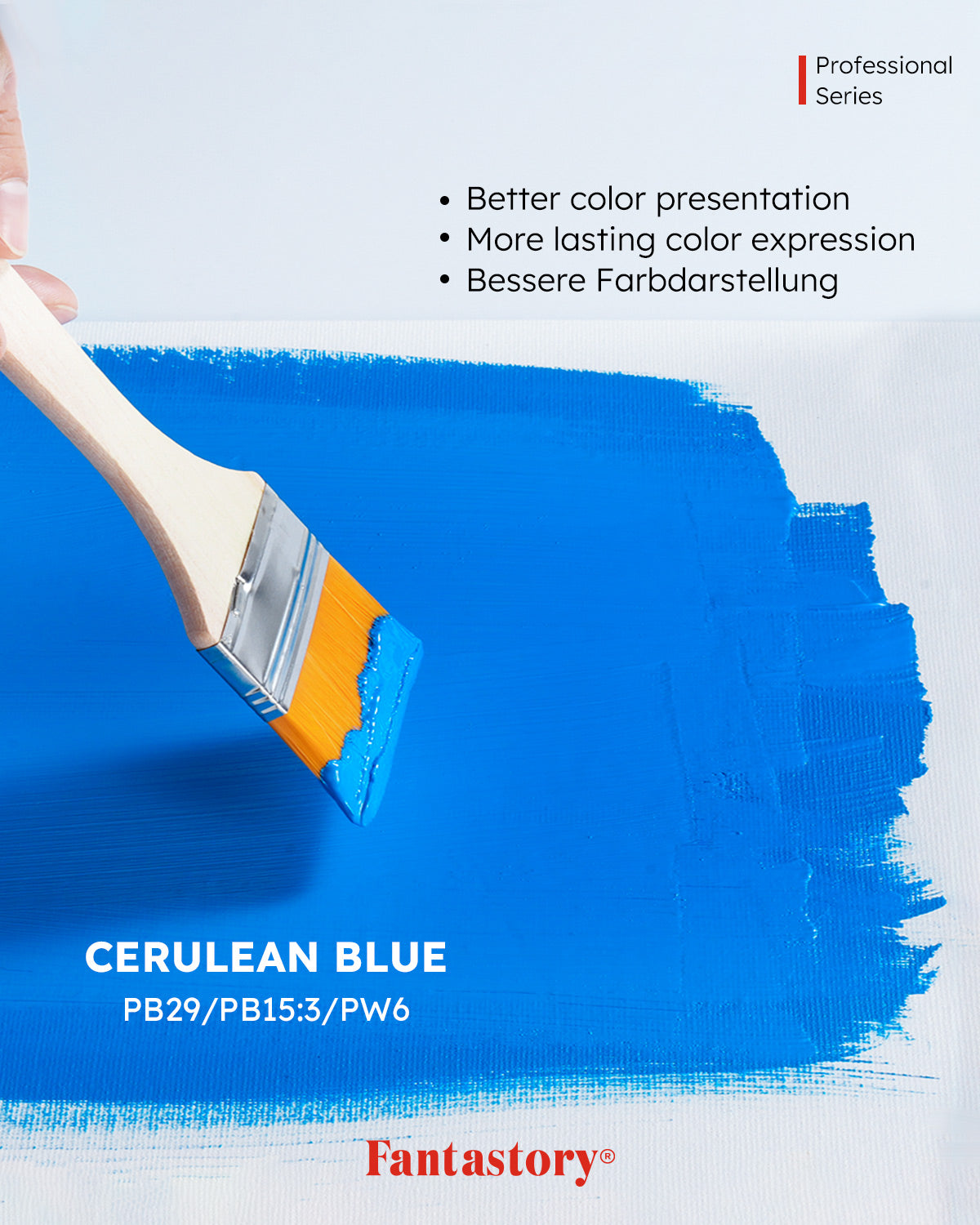 Fantastory Professional Deep Hue Acrylic - Blue (150ml/5oz) - Extreme Coverage + Precise Color Matching, Recommended by Professionals for Canvas/Wood/Clay/Fabric/Ceramic