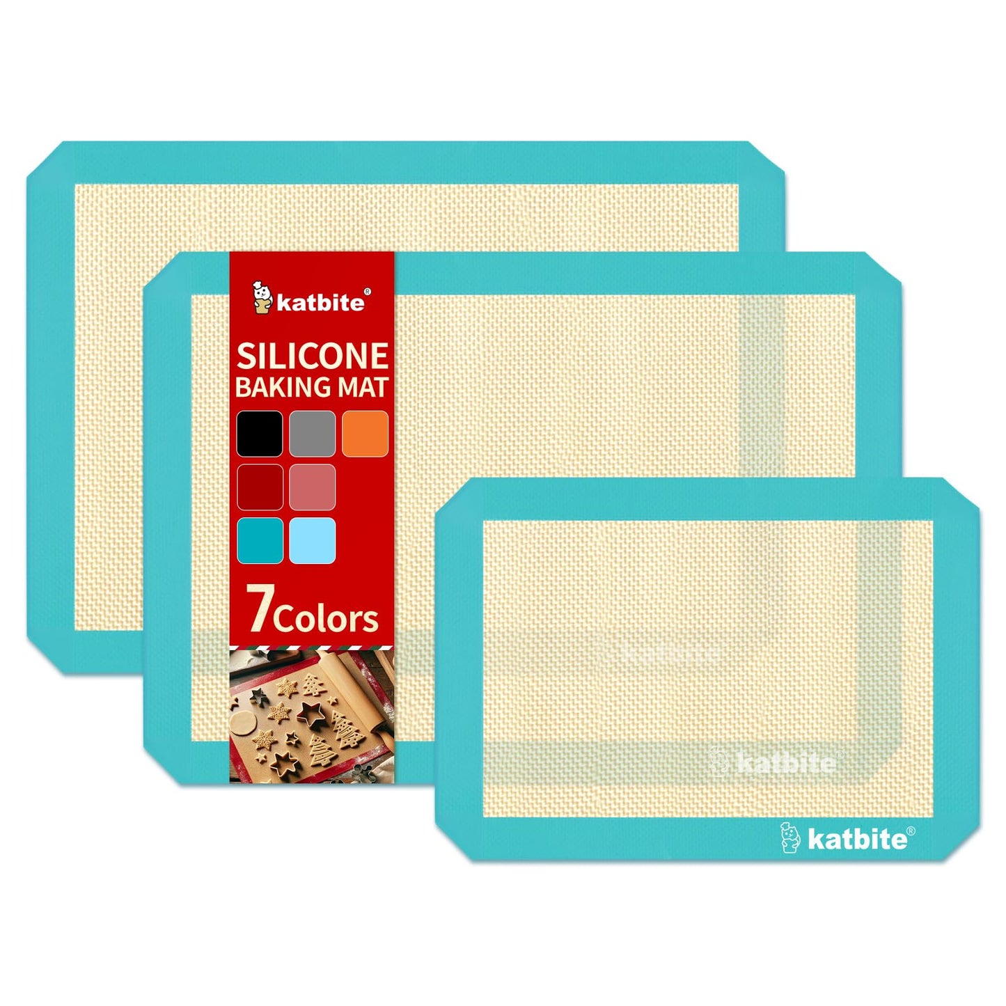 Katbite Silicone Baking Mat 3PCS 11.6 in x 16.5 in Reusable & Nonstick Bakeware Mats,Dark Blue