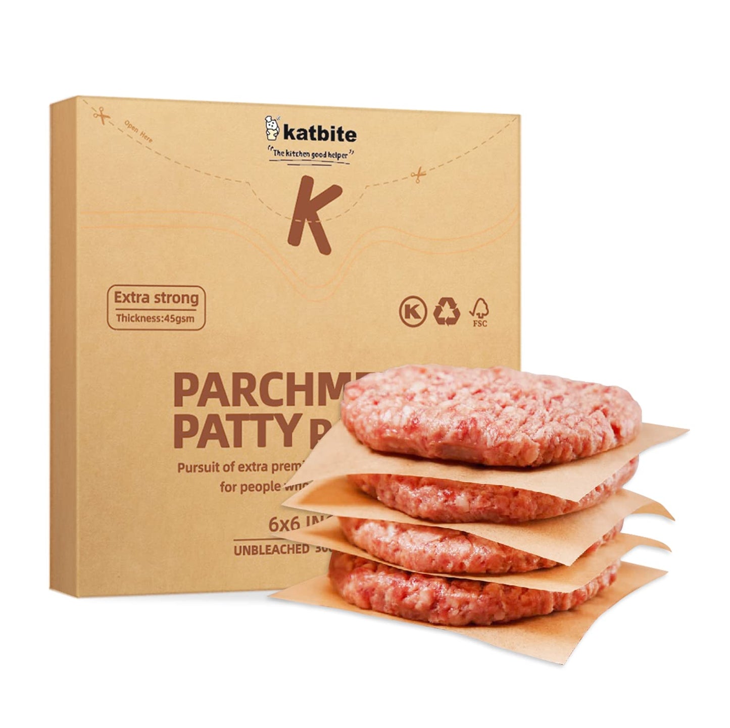 Katbite 300Pcs Patty Paper, 6inch Baking Parchment Paper Sheets for Separating Burger Patty