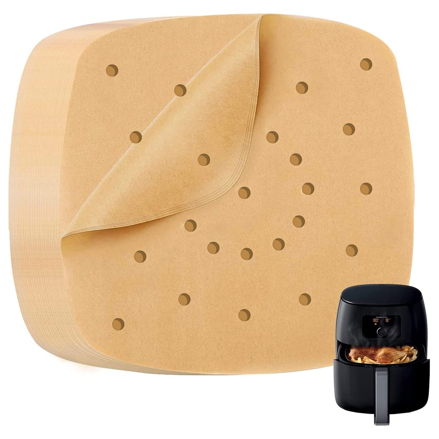 Katbite 200Pcs 9inch Air Fryer Parchment Paper Square Perforated Parchment Paper for Baking