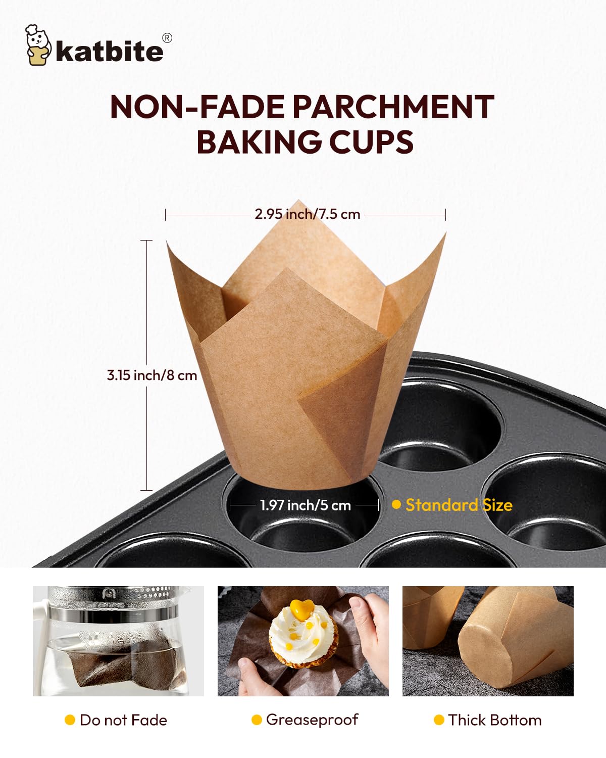 Katbite 200PCS Multi- Color Tulip Cupcake Liners Muffin Baking Cups