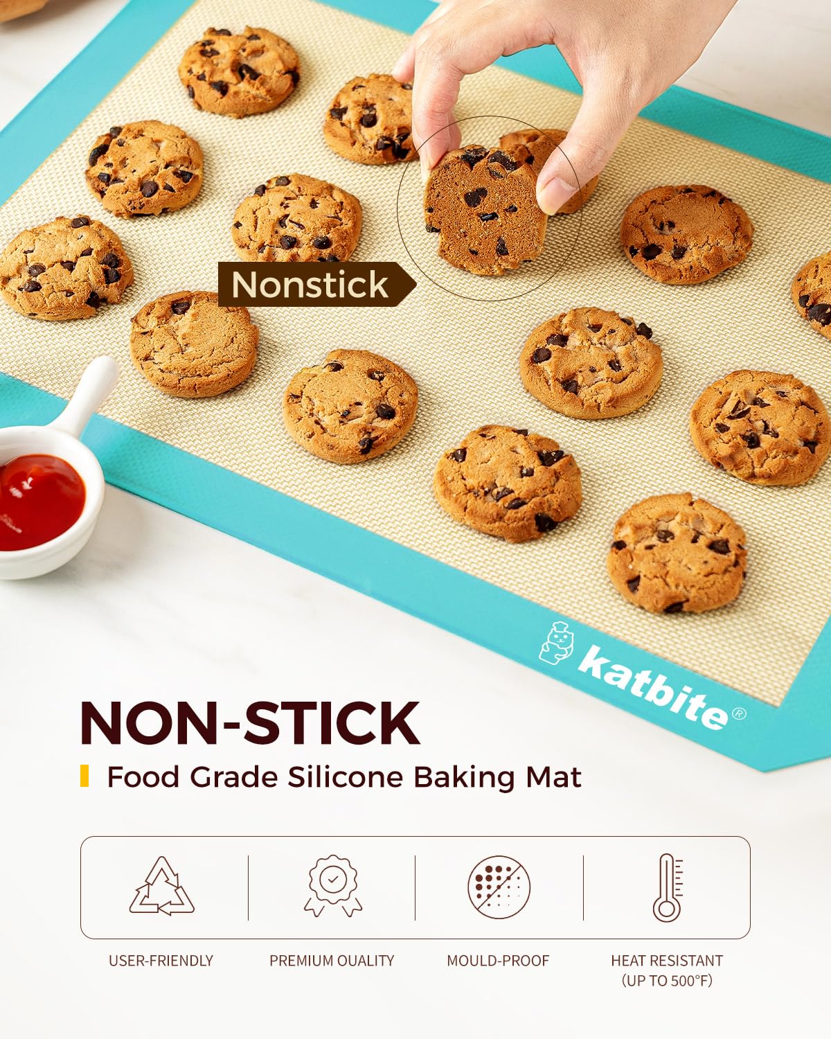 Katbite Silicone Baking Mat 3PCS 11.6 in x 16.5 in Reusable & Nonstick Bakeware Mats,Dark Blue