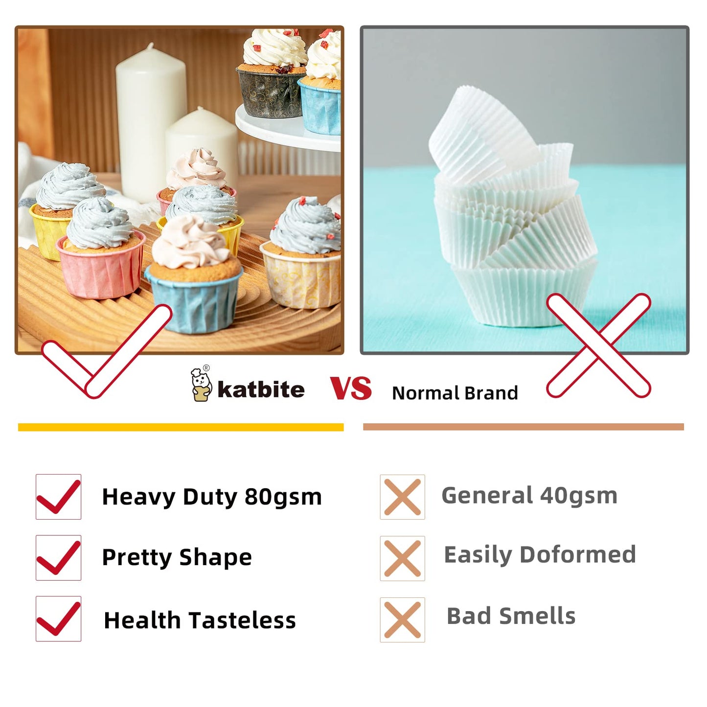 katbite Paper Muffin Cases, Pack of 150 Cupcake Moulds